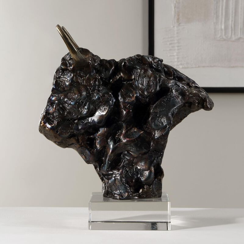 Uttermost Bison Bust Bronze Sculpture Figurine by Uttermost