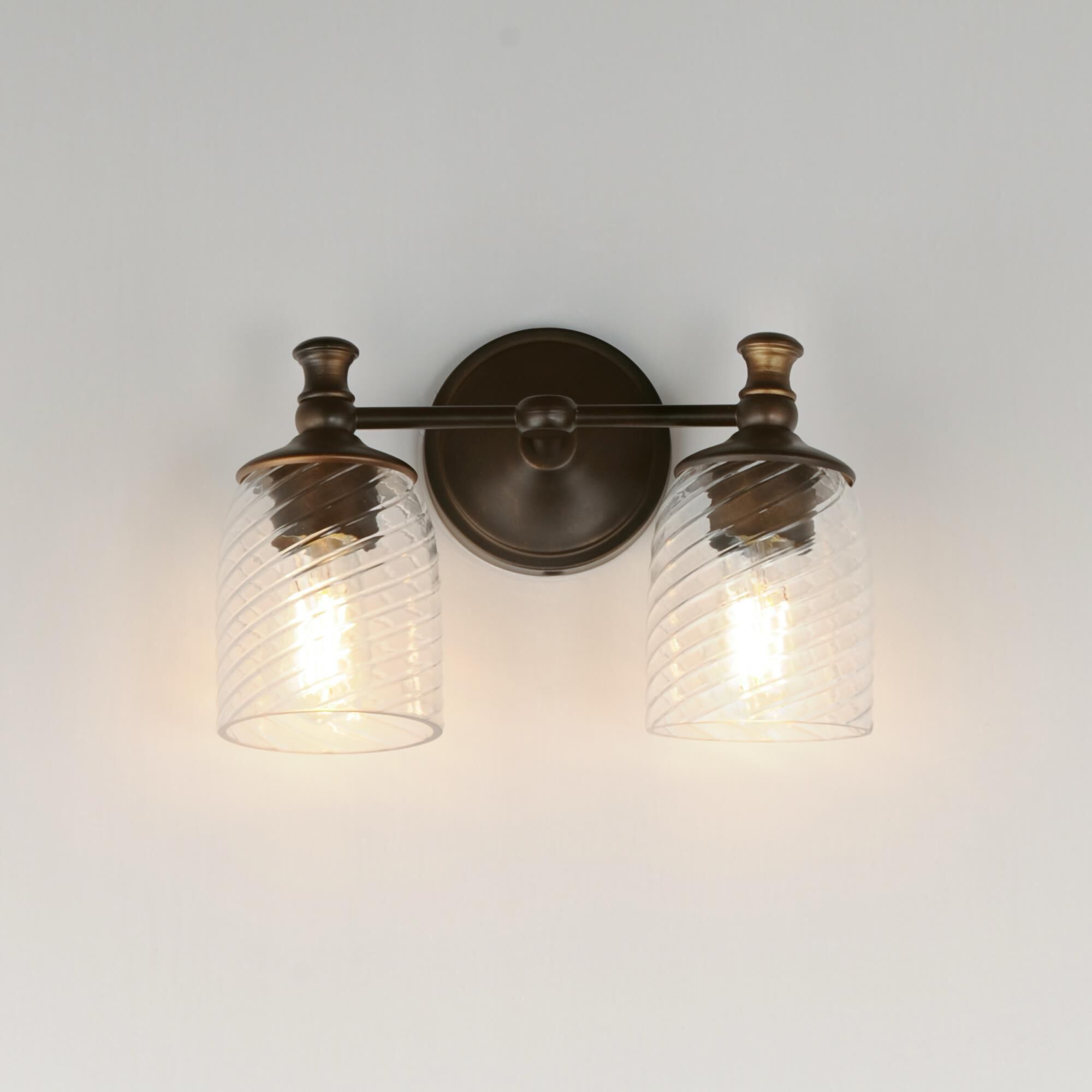 Shown in Antique Bronze finish and Clear Ribbed glass and Glass shade