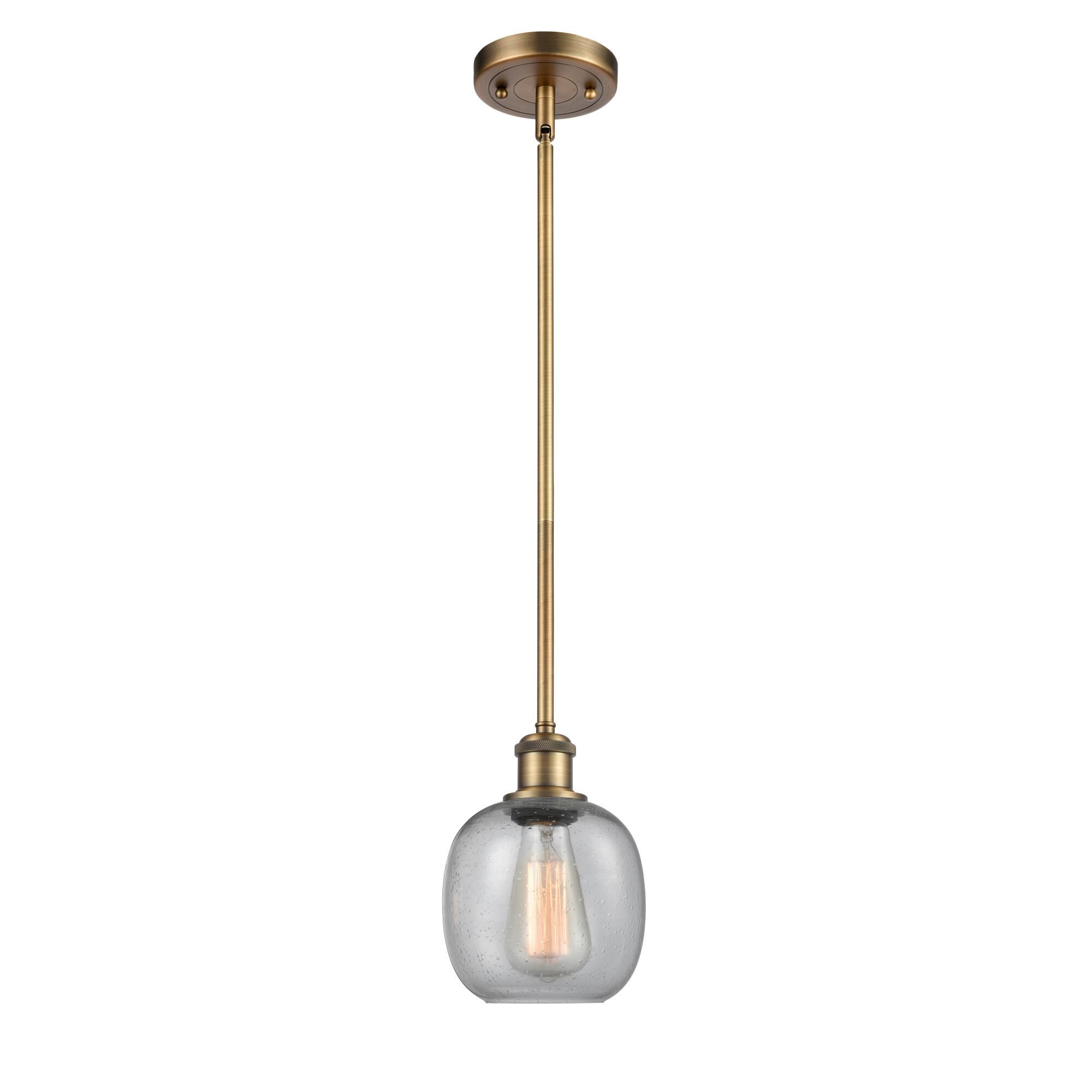 Shown in Brushed Brass finish and Sphere glass and Glass shade