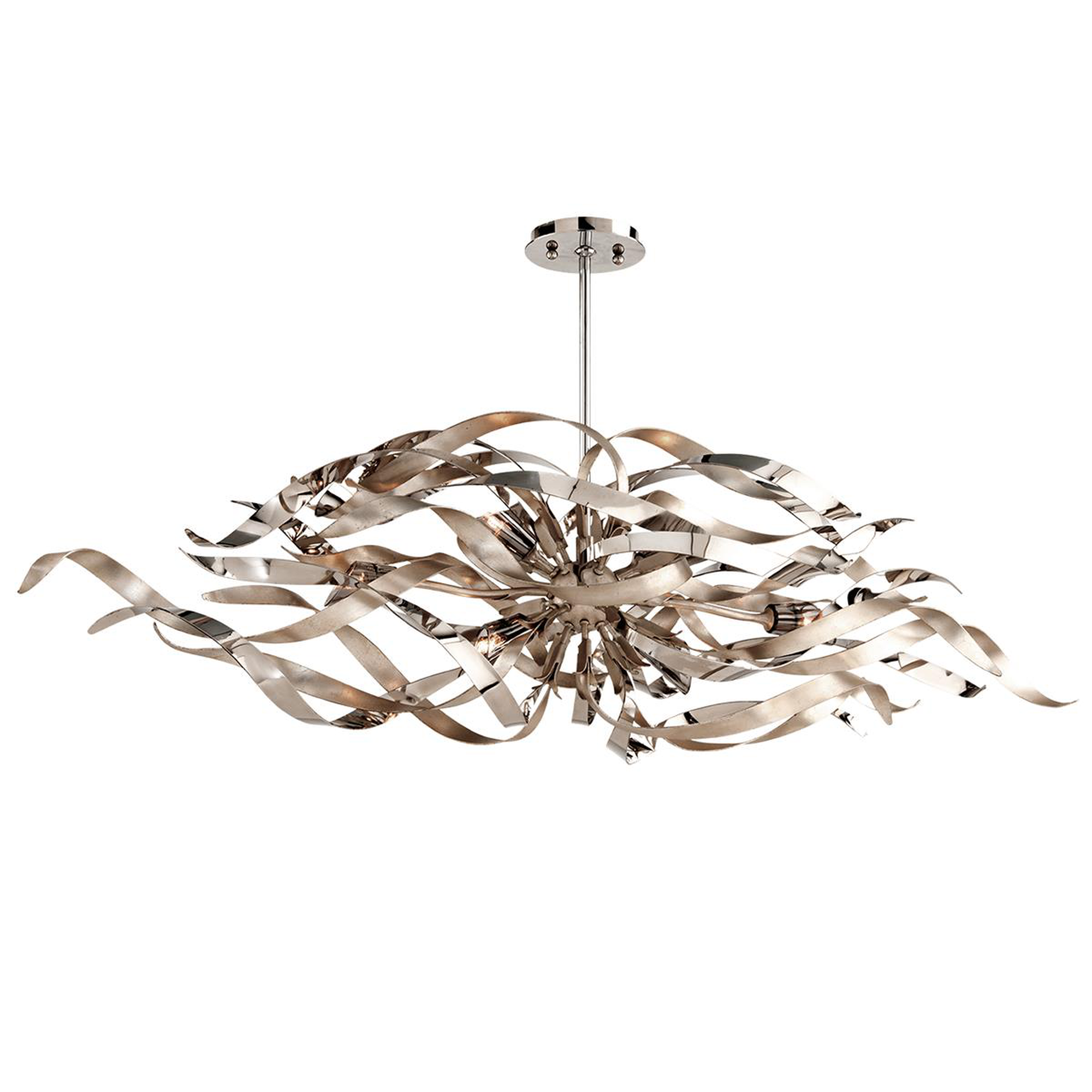 Shown in Silver Leaf With Polished Stainless finish and Smoked glass and Crystal shade