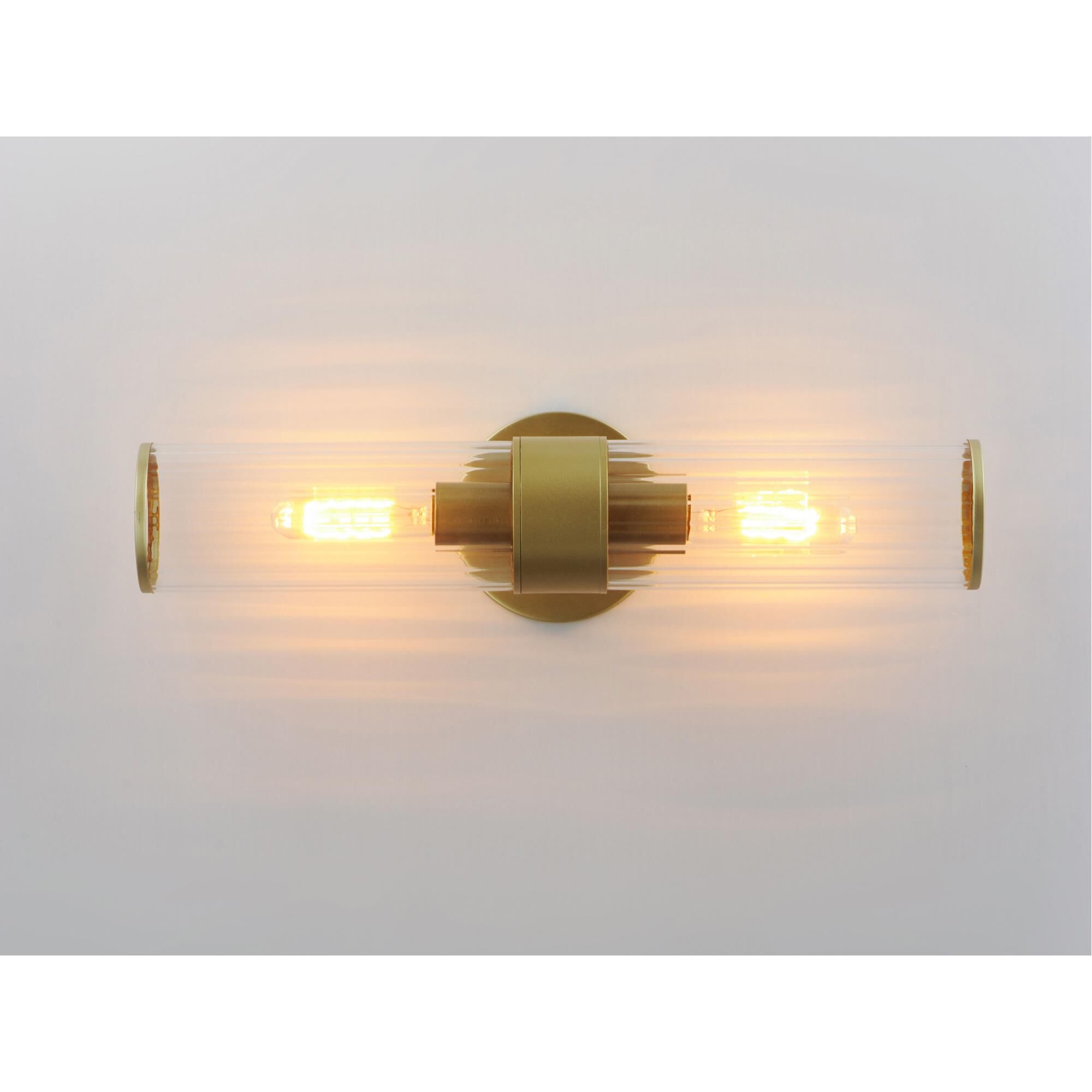 Shown in Satin Brass finish and Clear Ribbed glass and Glass shade