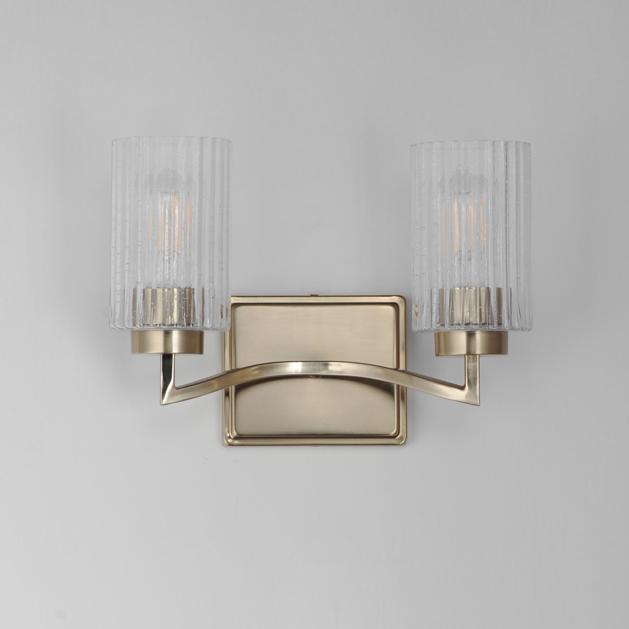 Shown in Satin Champagne finish and Clear Ribbed glass and Glass shade