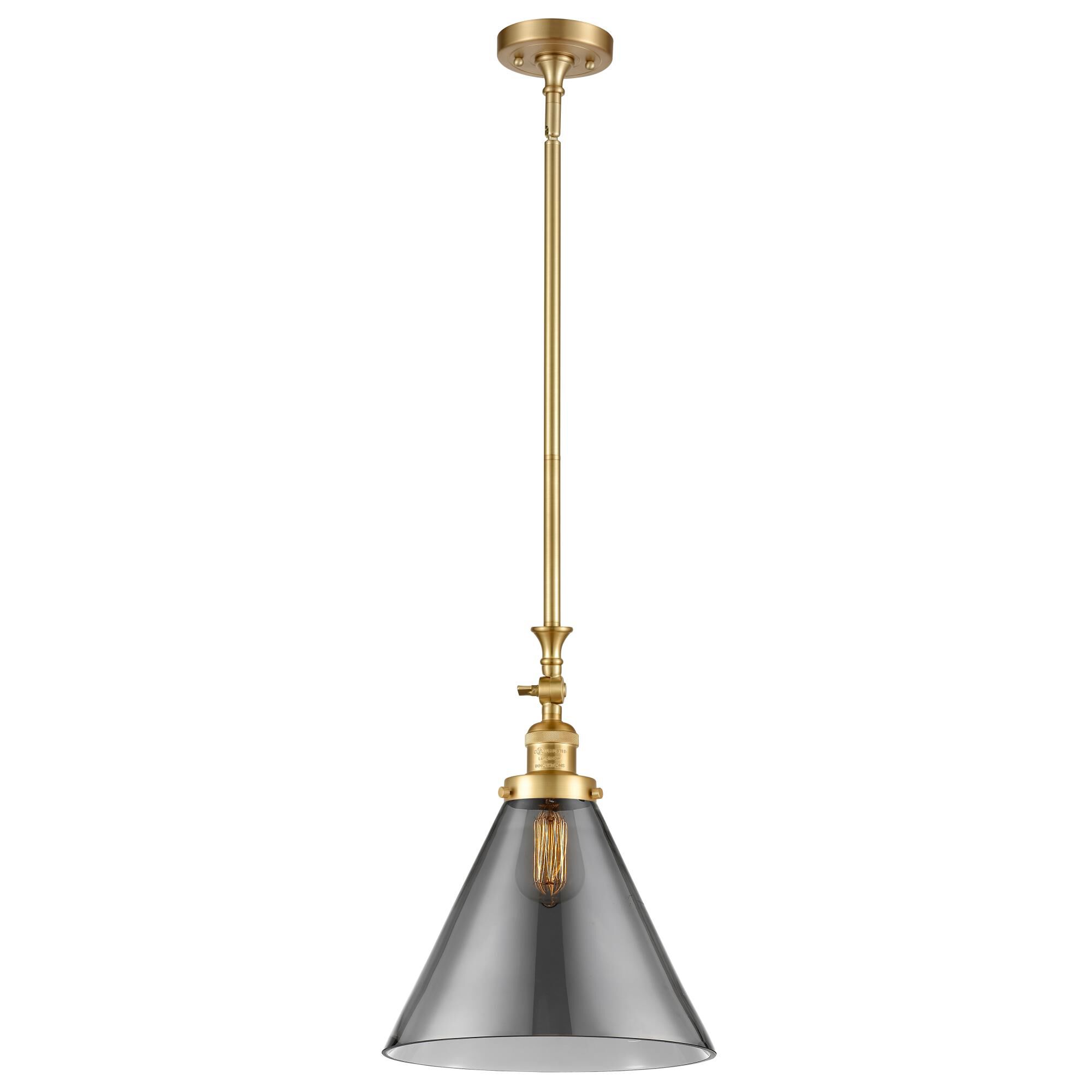 Shown in Satin Gold finish and Plated Smoke X-Large Cone glass