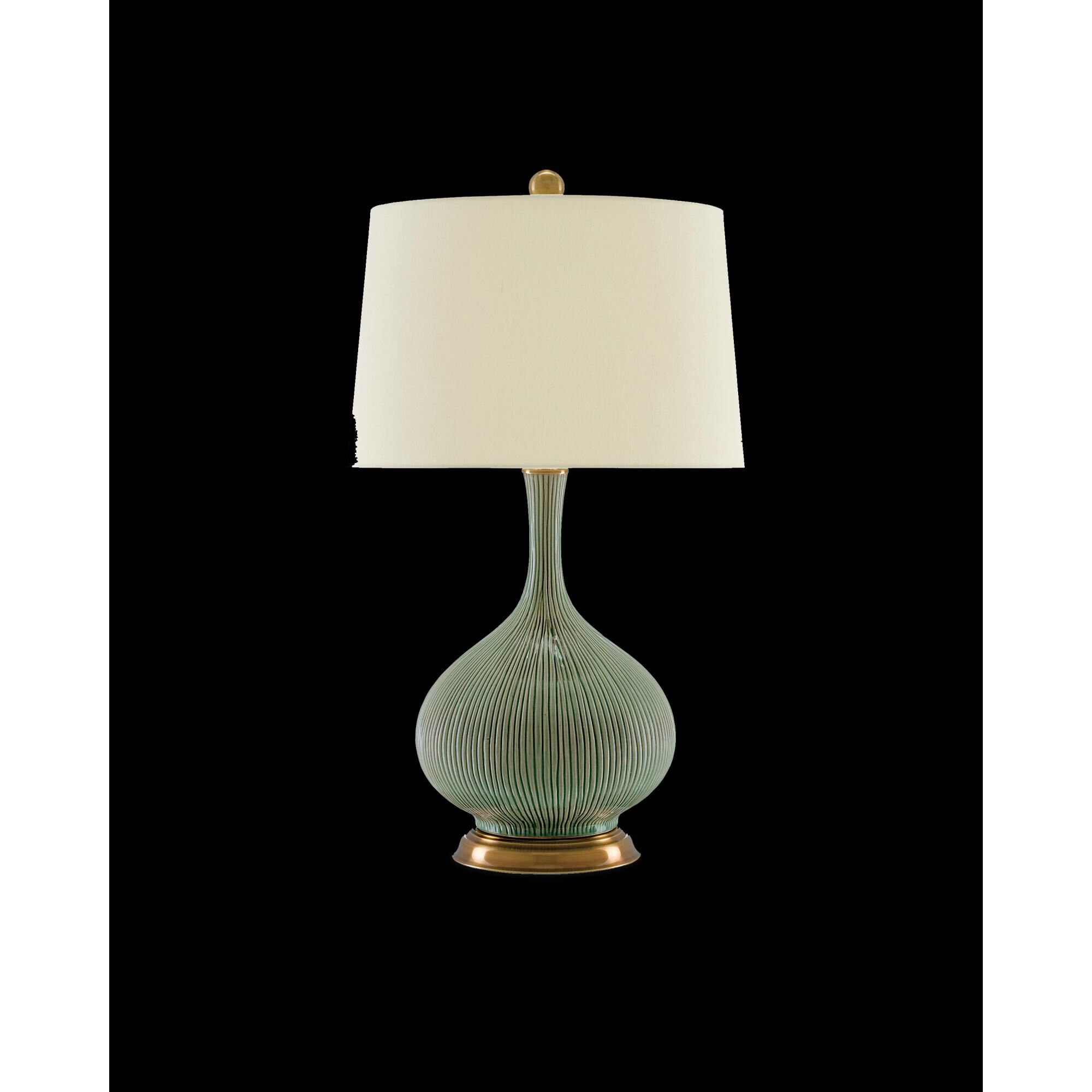 Shown in Grass Green/Antique Brass finish and Included shade