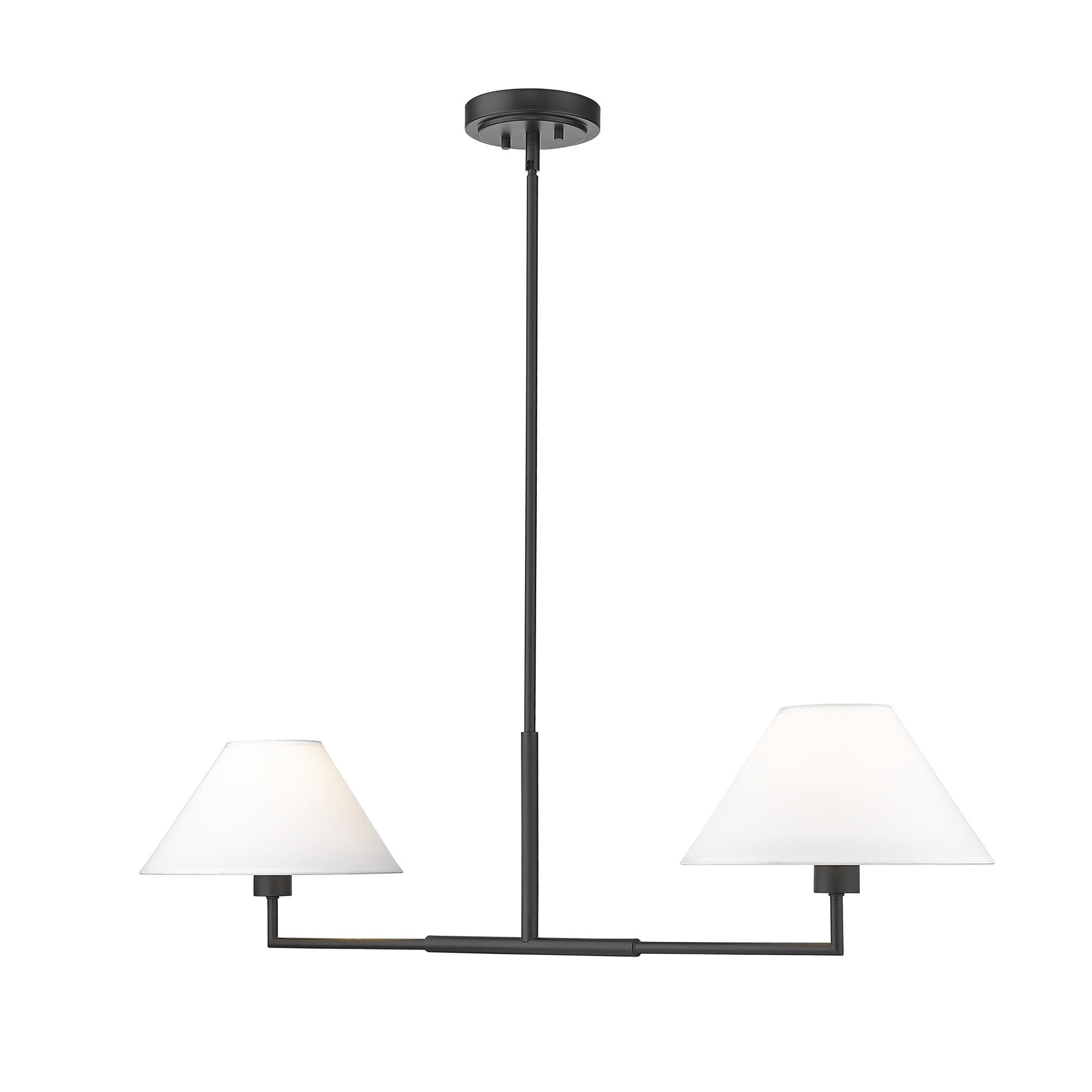 Shown in Matte Black finish and White Linen glass and White Linen shade