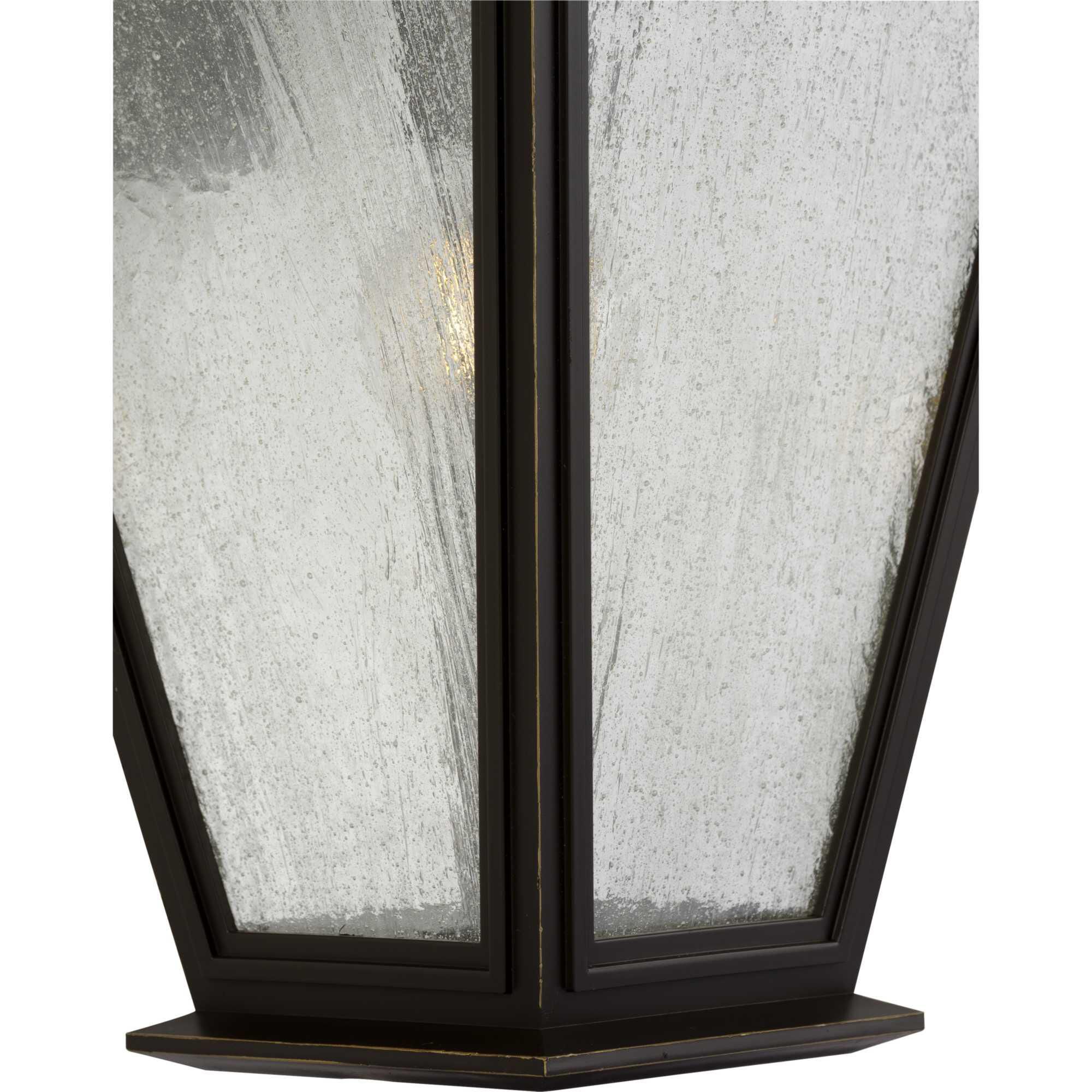 Shown in Antique Bronze finish and Clear Seeded glass