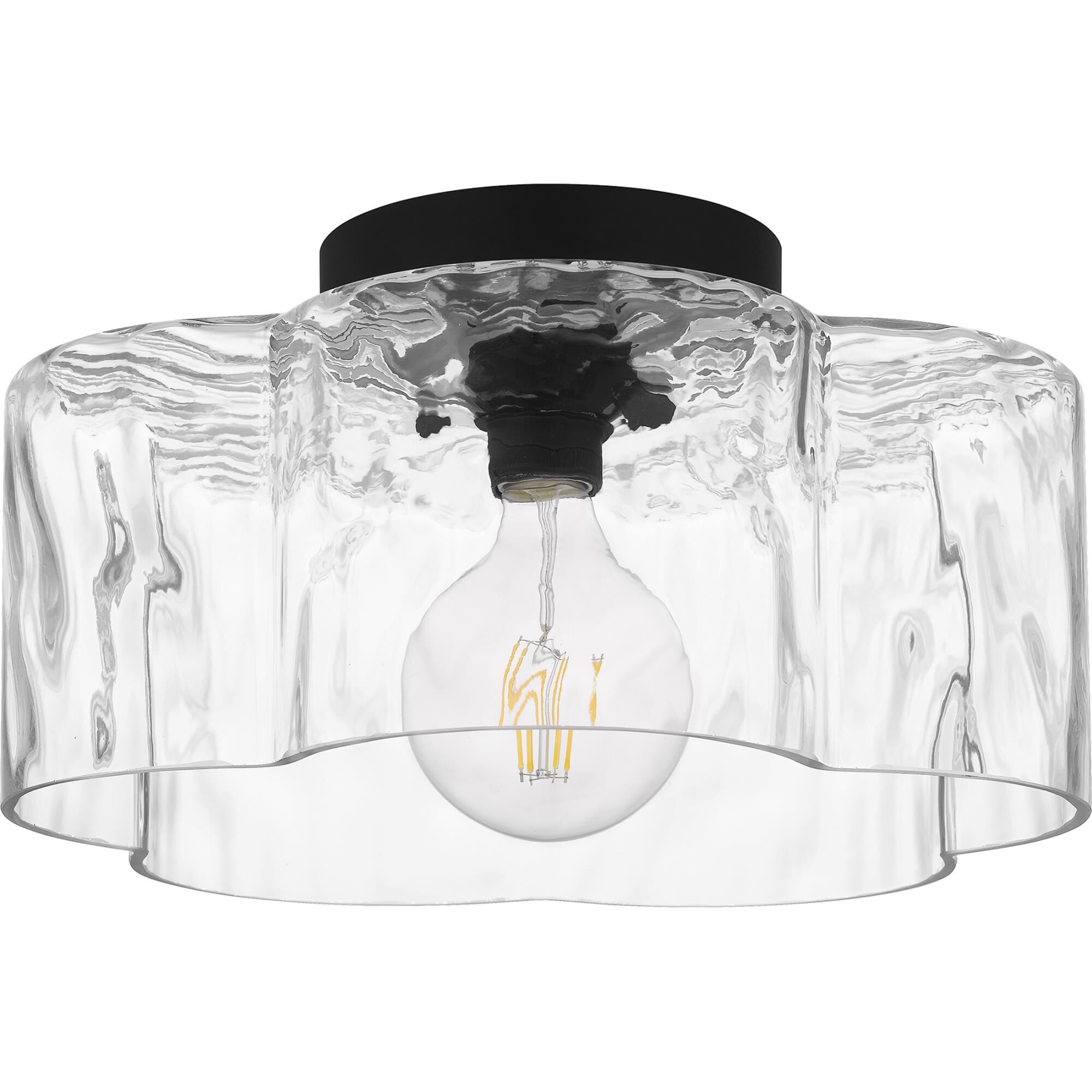 Shown in Matte Black finish and Clear Water Glass shade