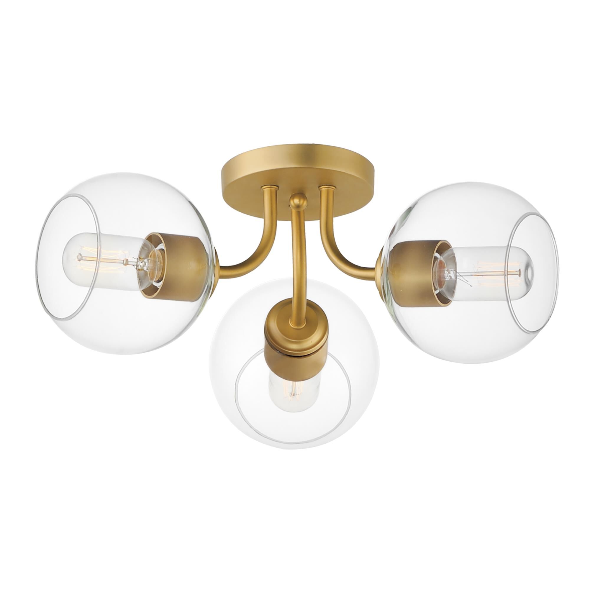 Shown in Natural Aged Brass finish and Clear glass and Glass shade