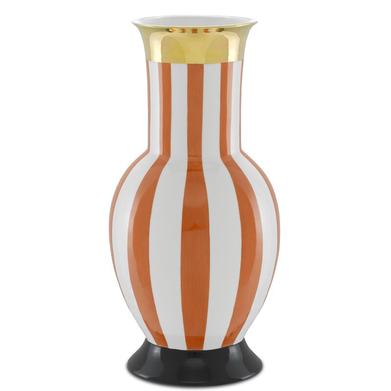 De Luca Coral Stripe Large Vase Vase-Urn by Currey and Company