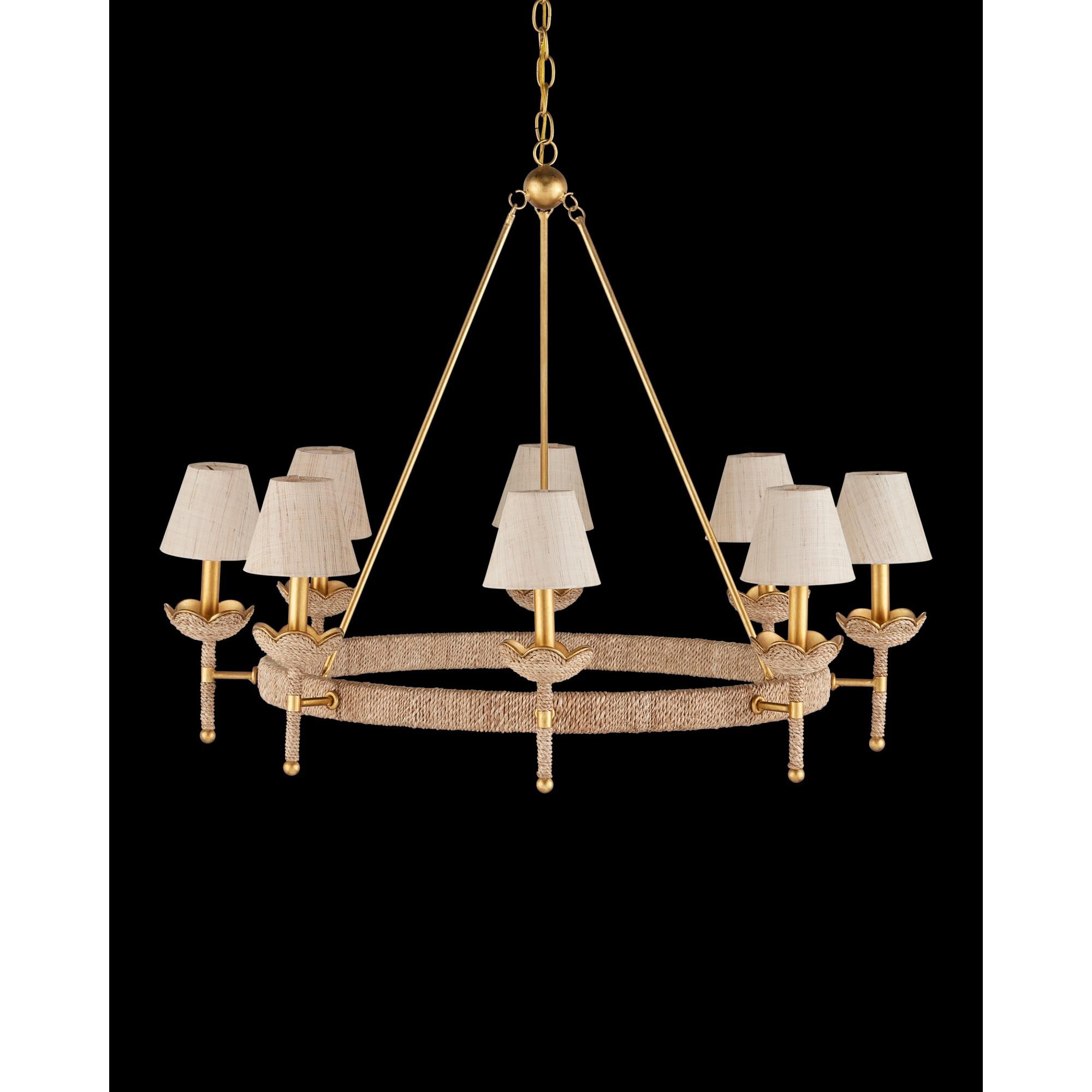 Shown in Natural, Contemporary Gold Leaf and Contemporary Gold finish and Natural Linen shade