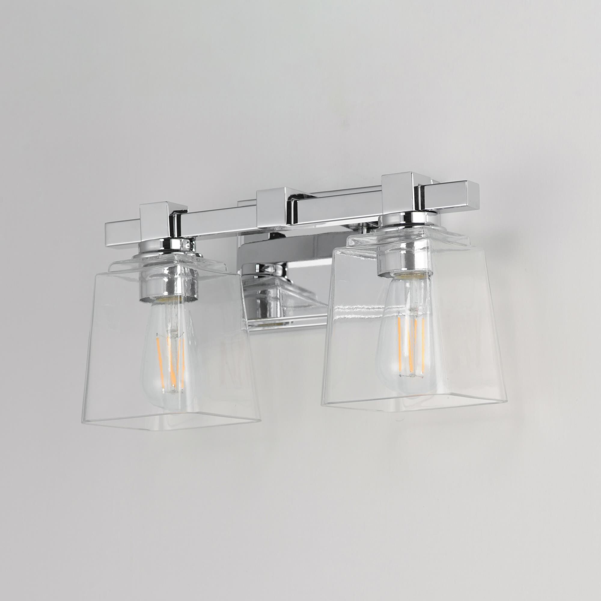 Shown in Polished Chrome finish and Clear glass and Glass shade