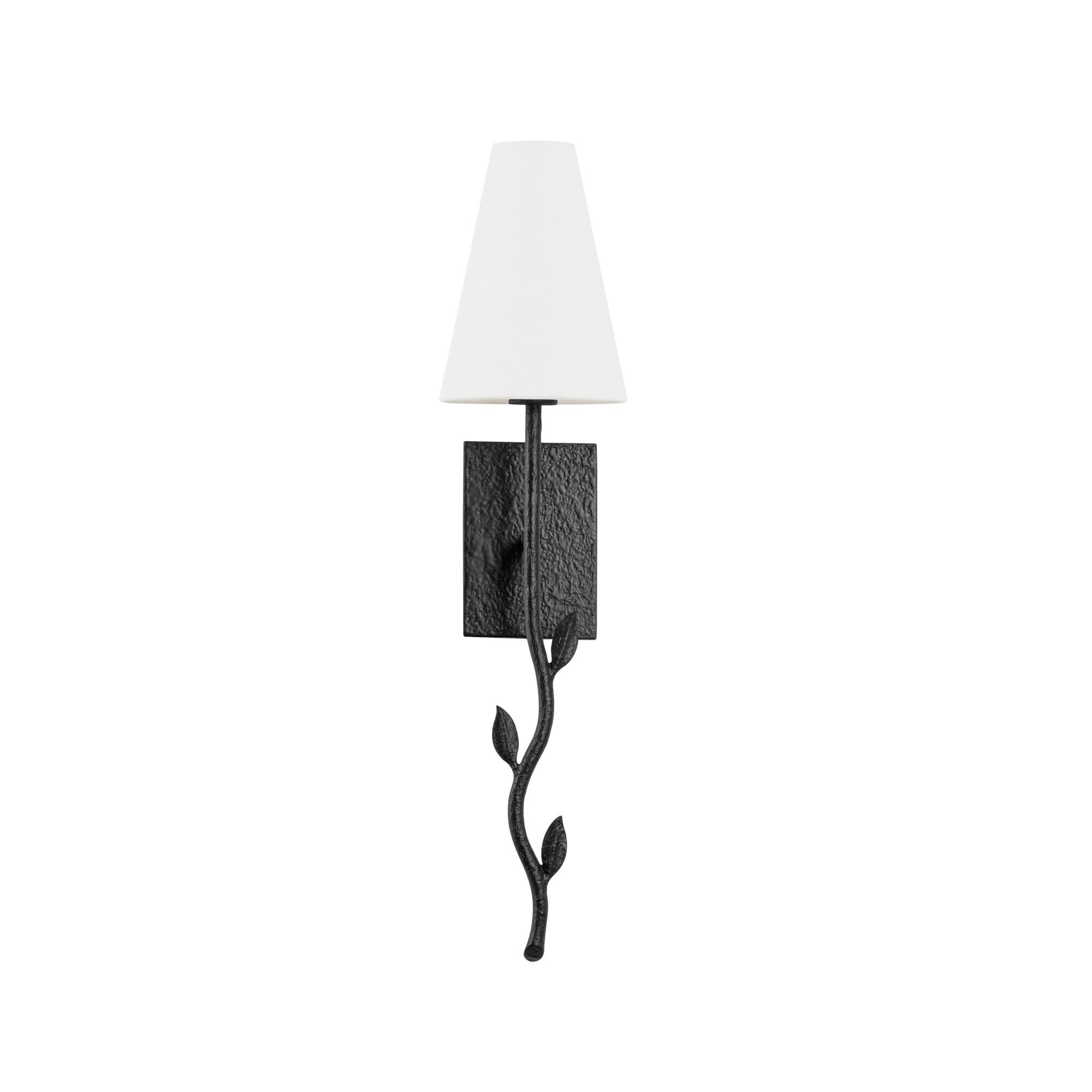 Shown in Black Iron finish and Off White Linen shade