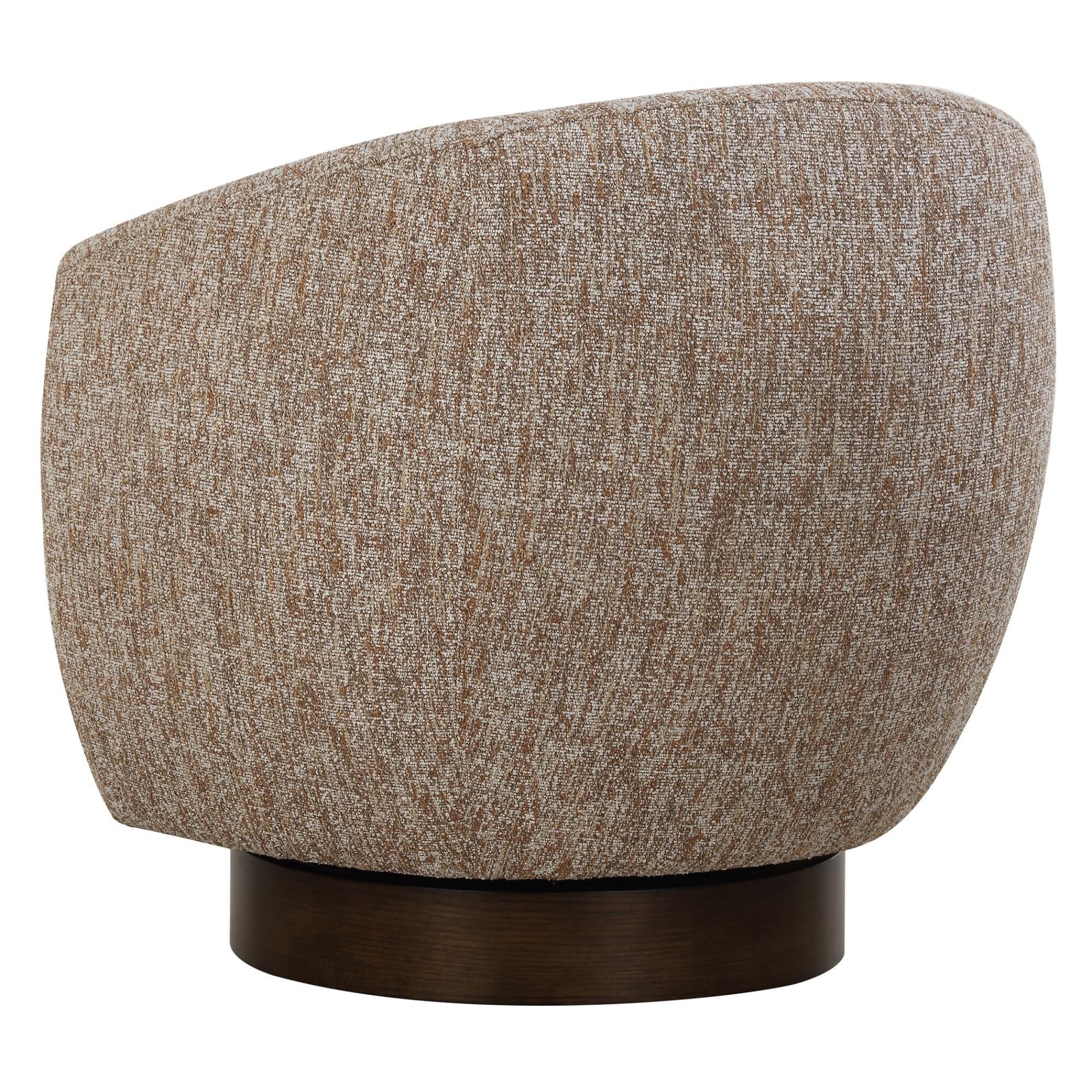 Shown in Embodying Richness Of Earth's Warm Tones, The Dunes Barrel Back Swivel Chair Features A Woven Fabric finish