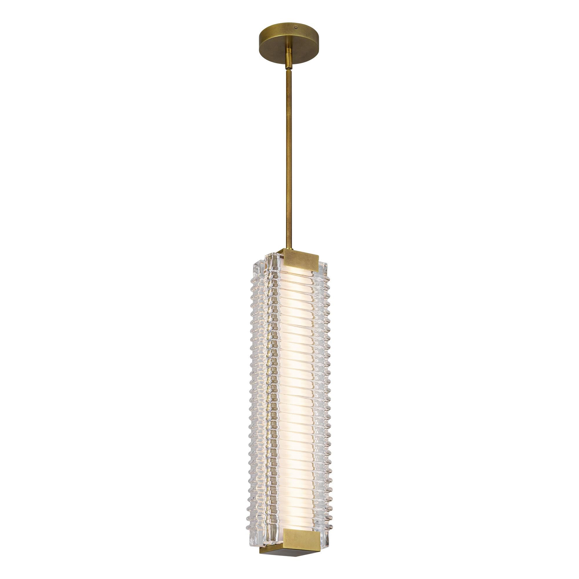 Shown in Vintage Brass finish and Clear Ribbed glass