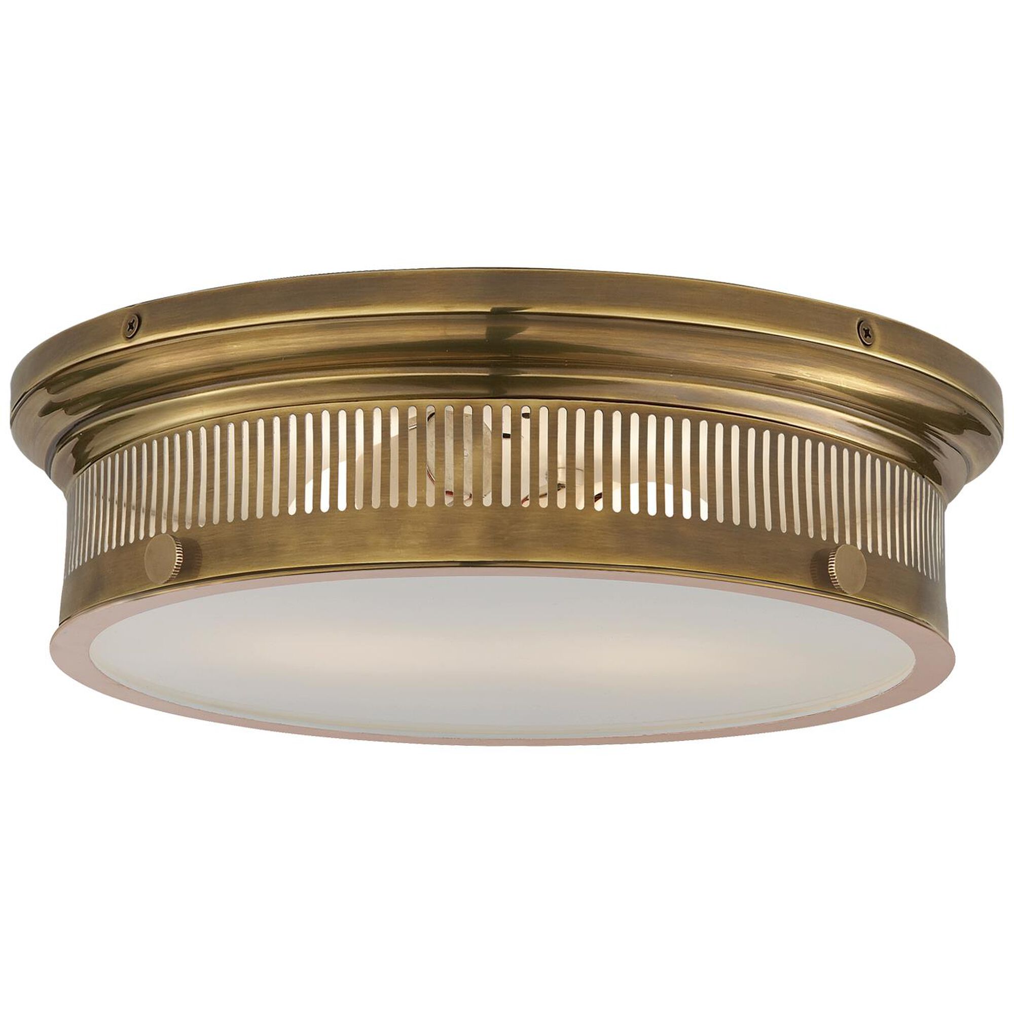 Shown in Antique-Burnished Brass finish and White glass