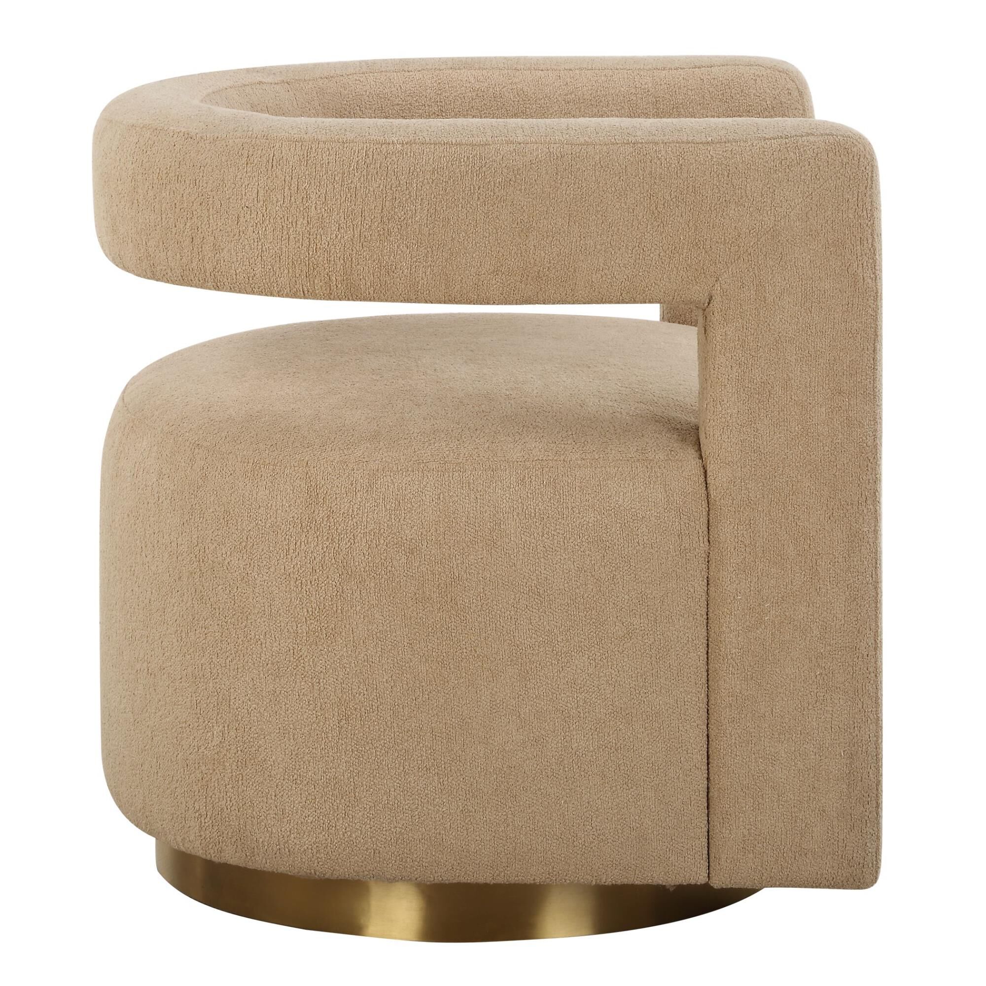 Shown in A Luxuriously Modern Style Created By The Floating Barrel Back Design, Upholstered In A Textured Bou finish