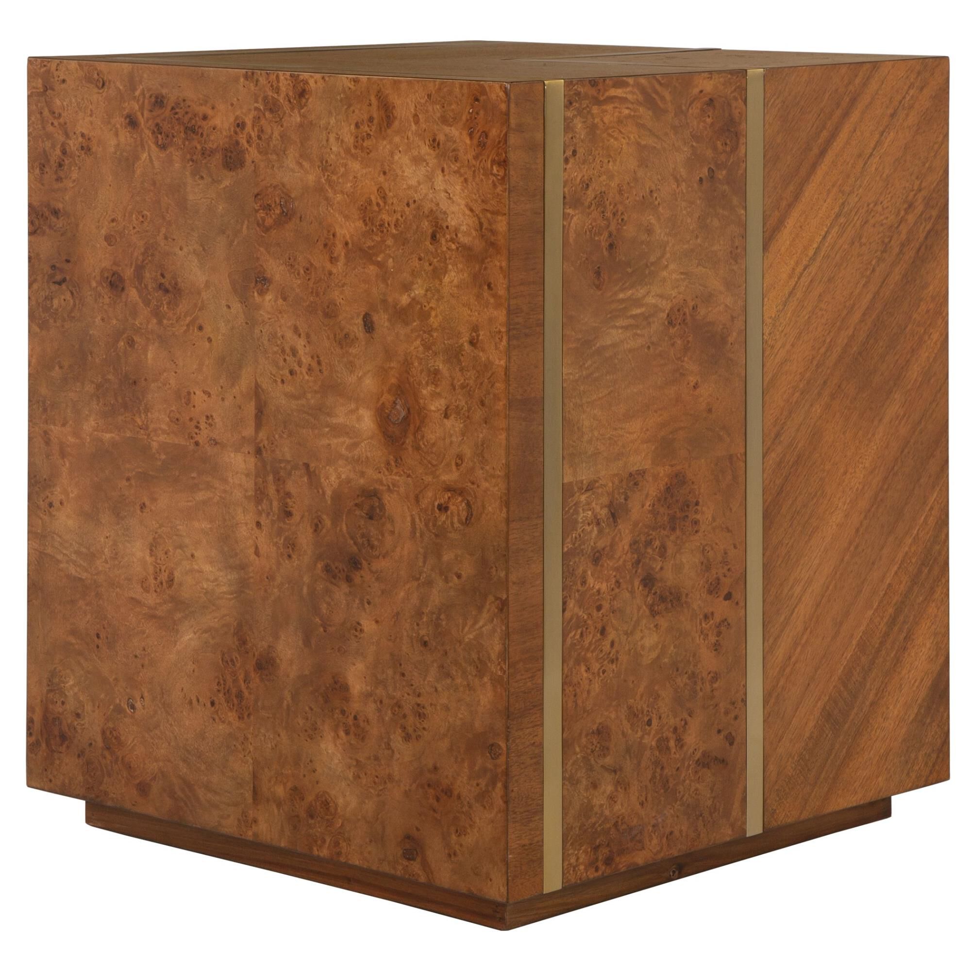 Shown in Crafted From A Combination Of Different Veneers And Detailed Metal Work This Accent Table Offers Str finish