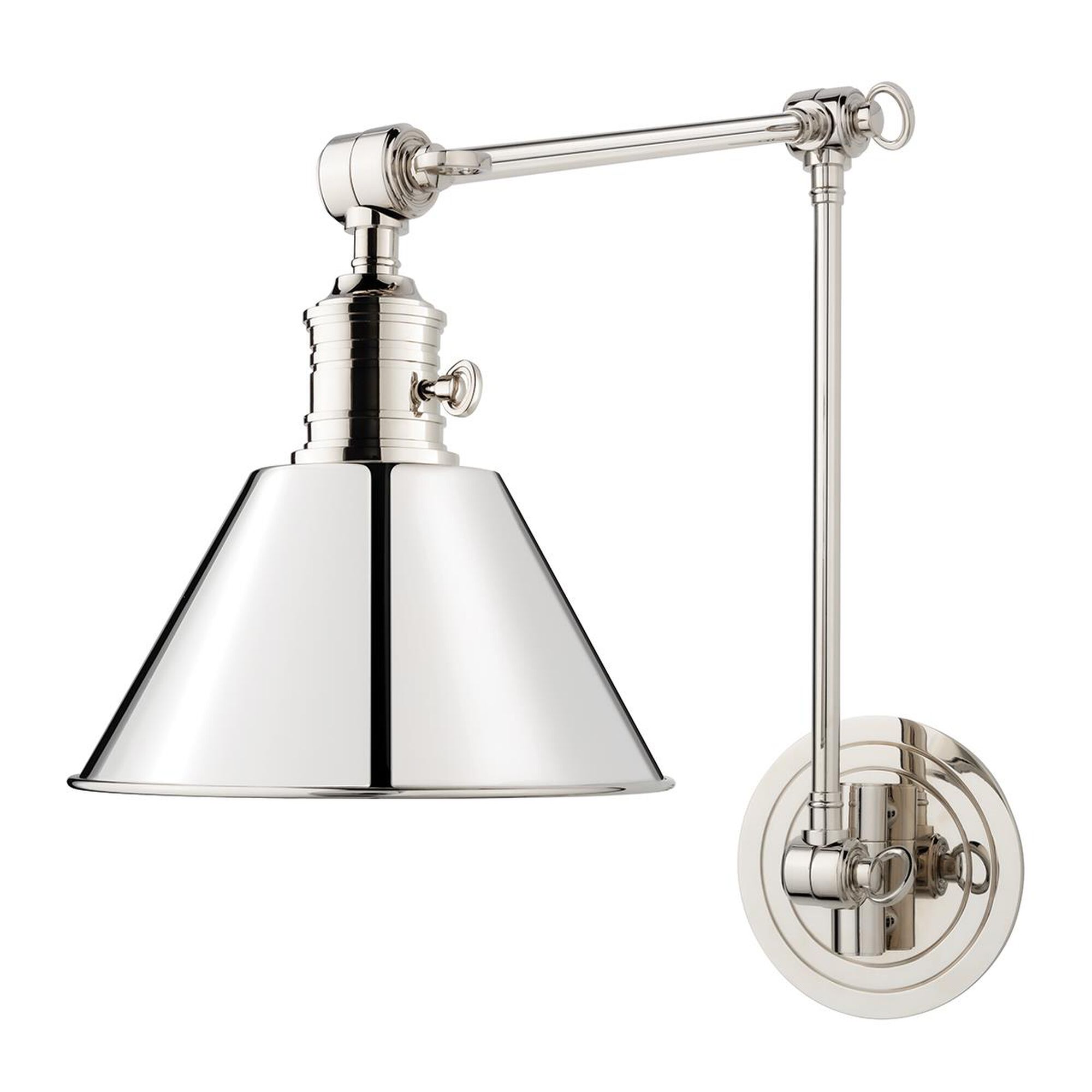 Shown in Polished Nickel finish and Polished Nickel shade