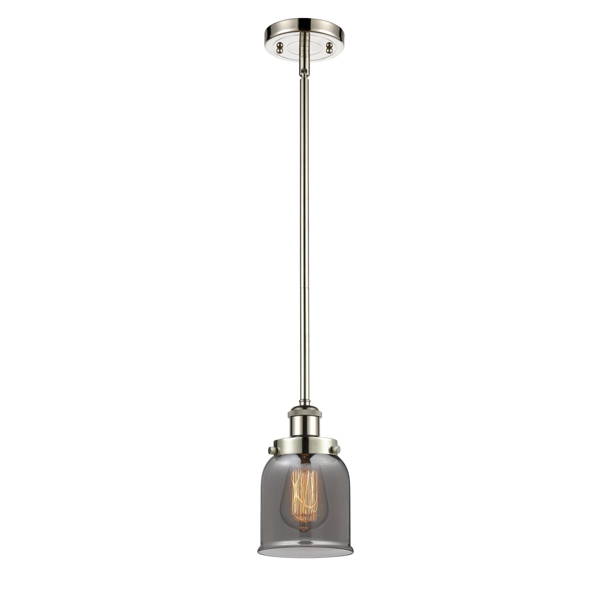 Shown in Polished Nickel finish and Plated Smoke Small Bell glass