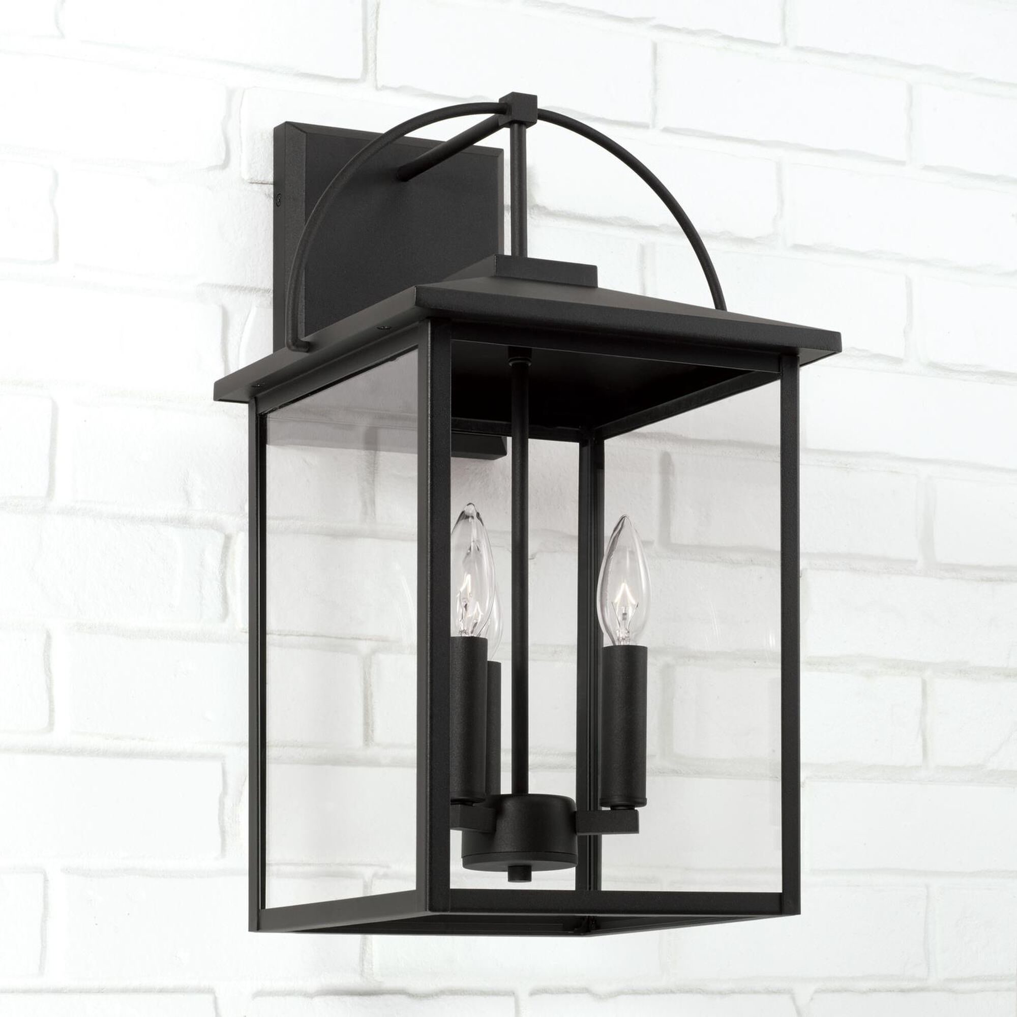 Shown in Black finish and Clear glass