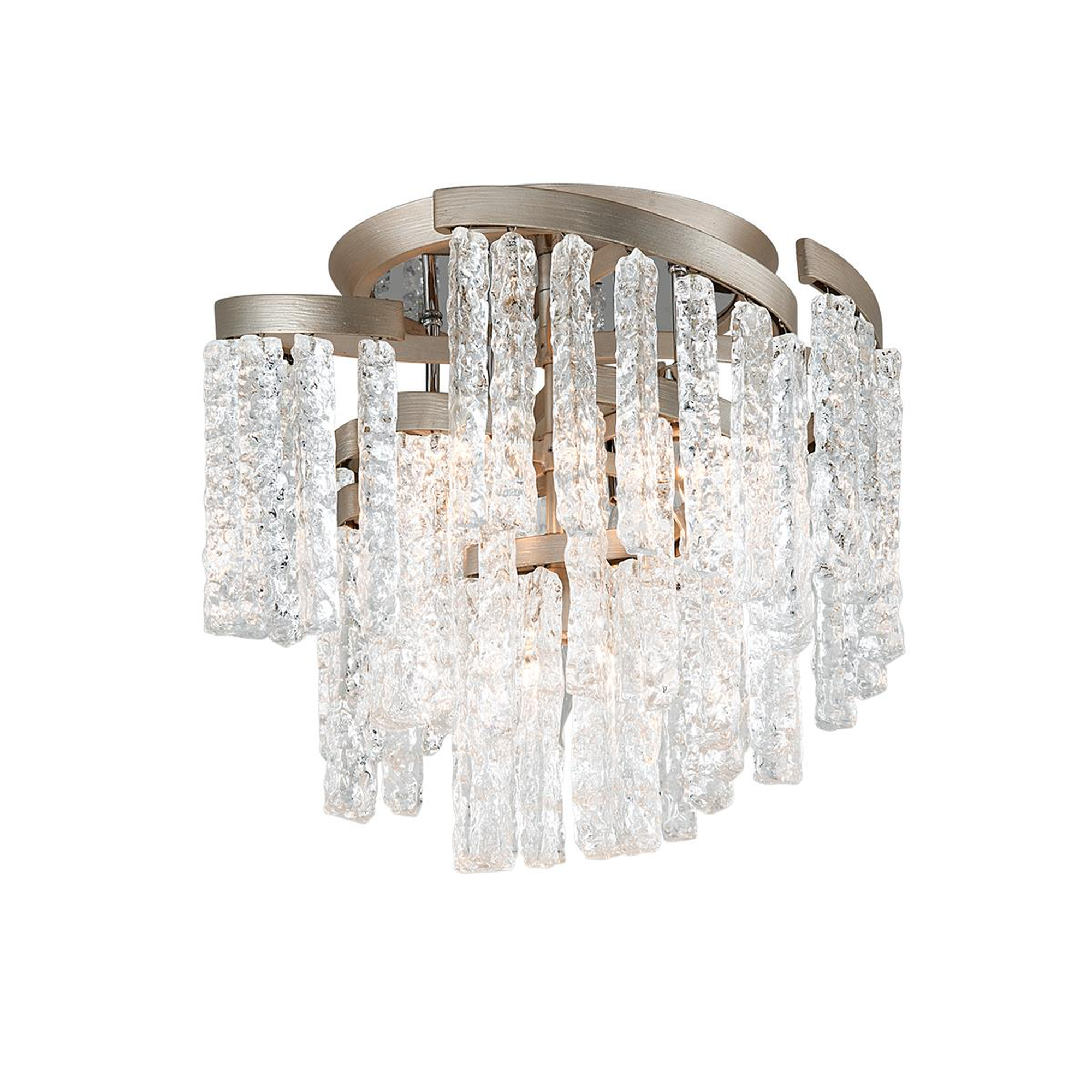 Shown in Modern Silver Leaf finish and Clear glass and Hand-crafted Venetian Glass shade