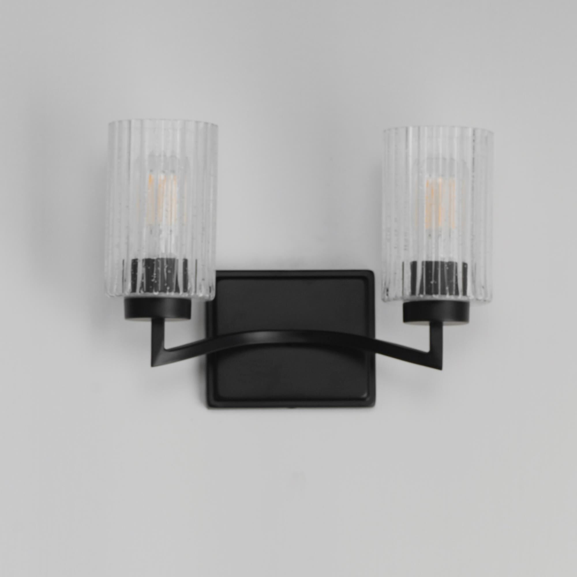 Shown in Black finish and Clear Ribbed glass and Glass shade