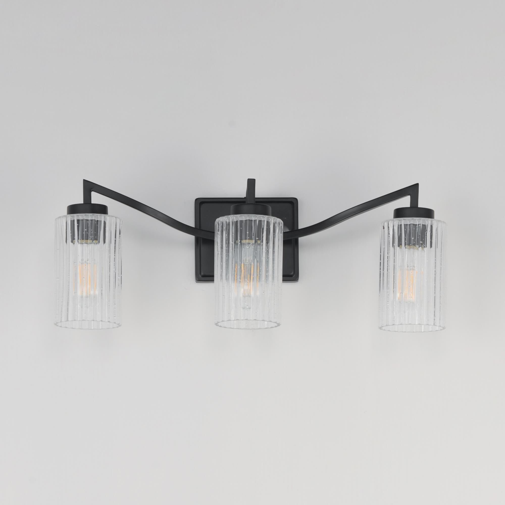 Shown in Black finish and Clear Ribbed glass and Glass shade