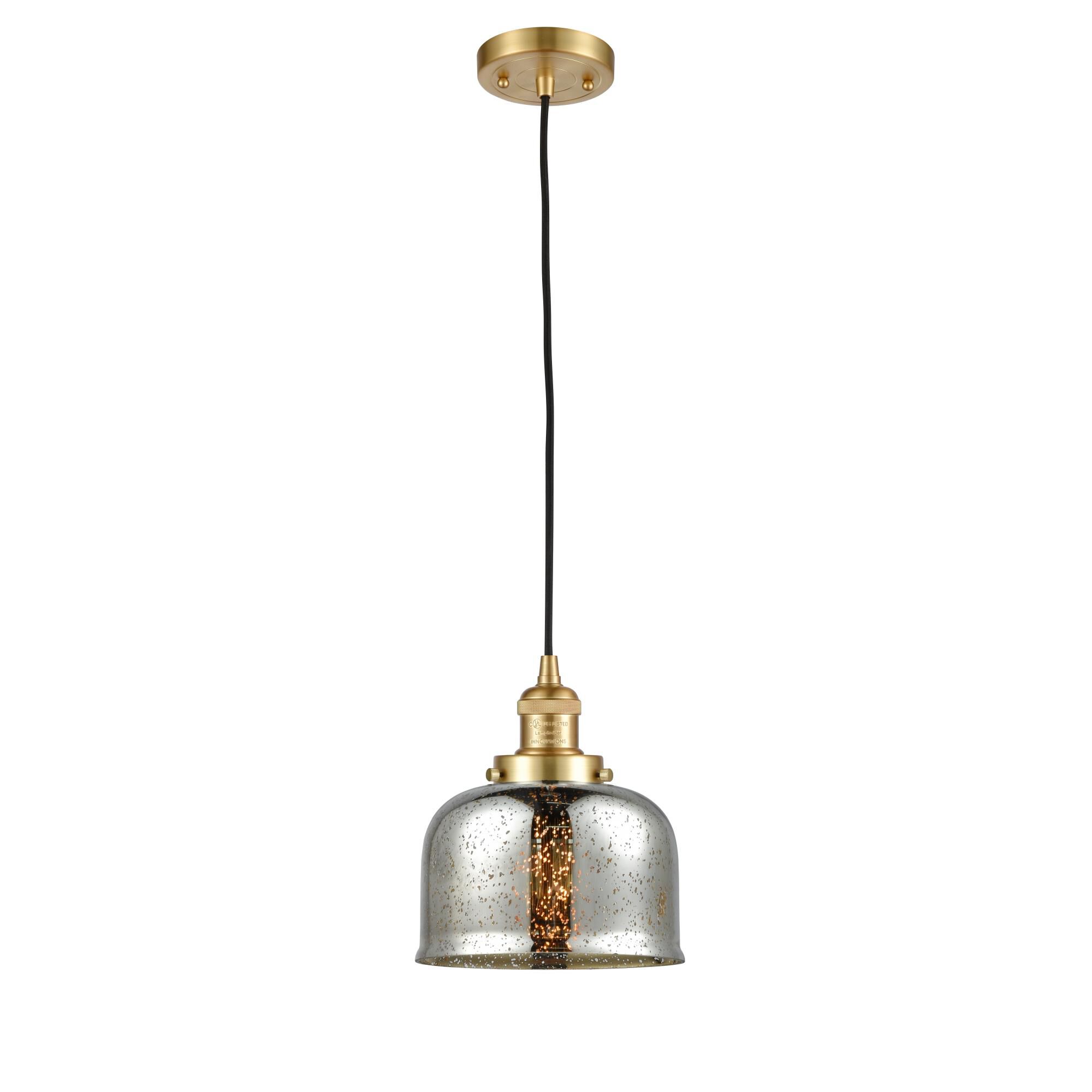 Shown in Satin Gold finish and Silver Plated Mercury Large Bell glass