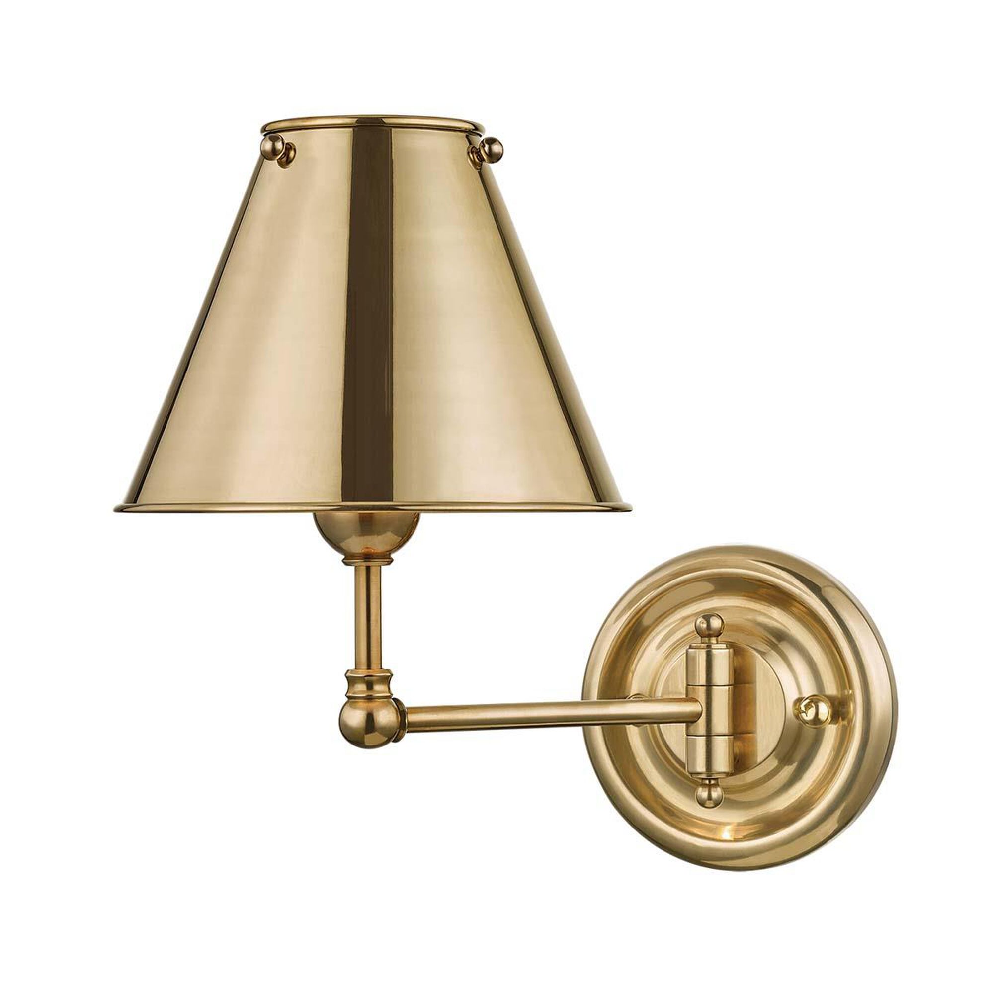 Shown in Aged Brass finish and Off White Silk shade