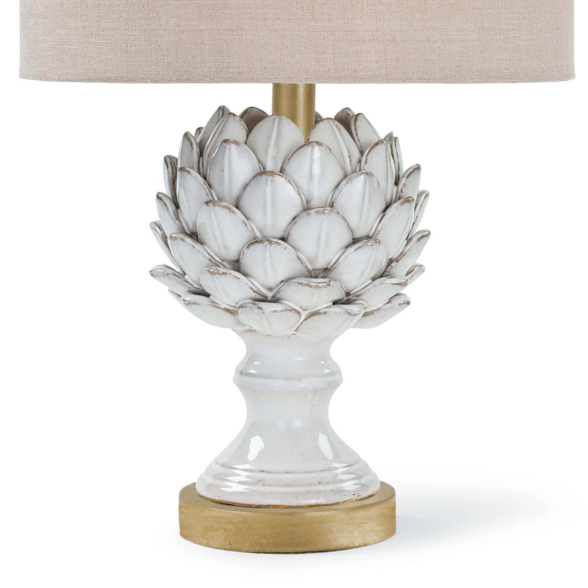 Shown in White finish and Linen shade