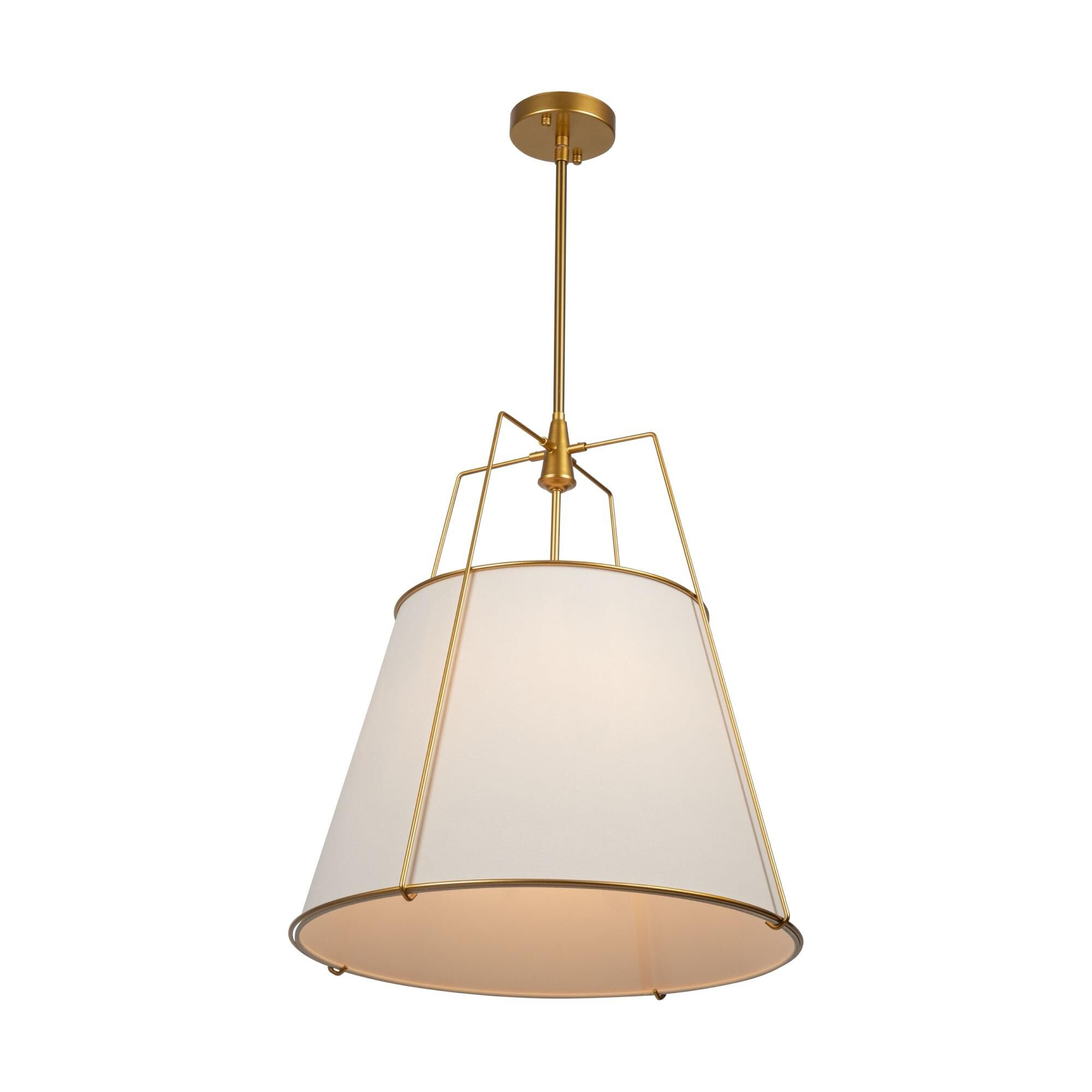 Shown in Brass finish and Pvc+linen shade