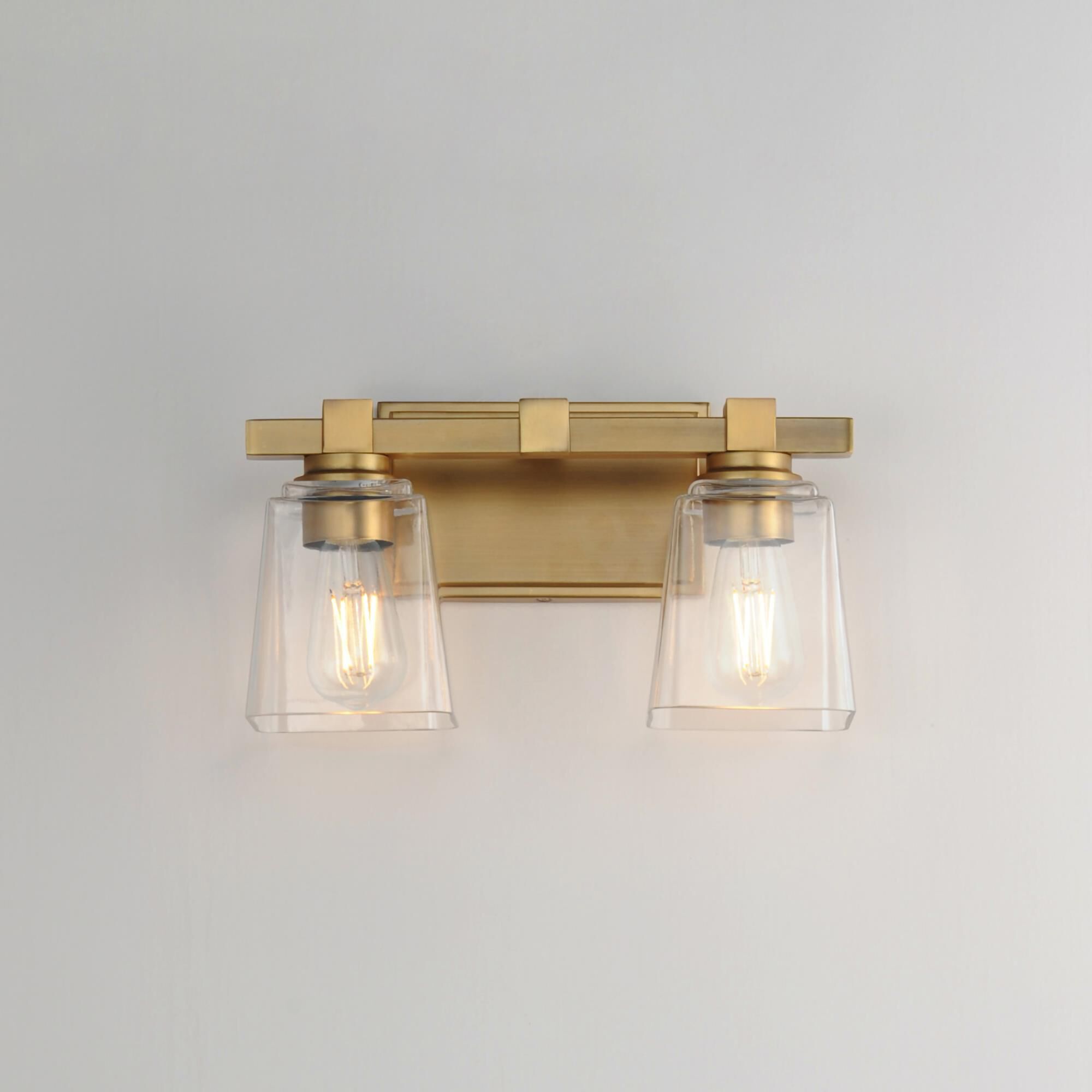 Shown in Natural Aged Brass finish and Clear glass and Glass shade