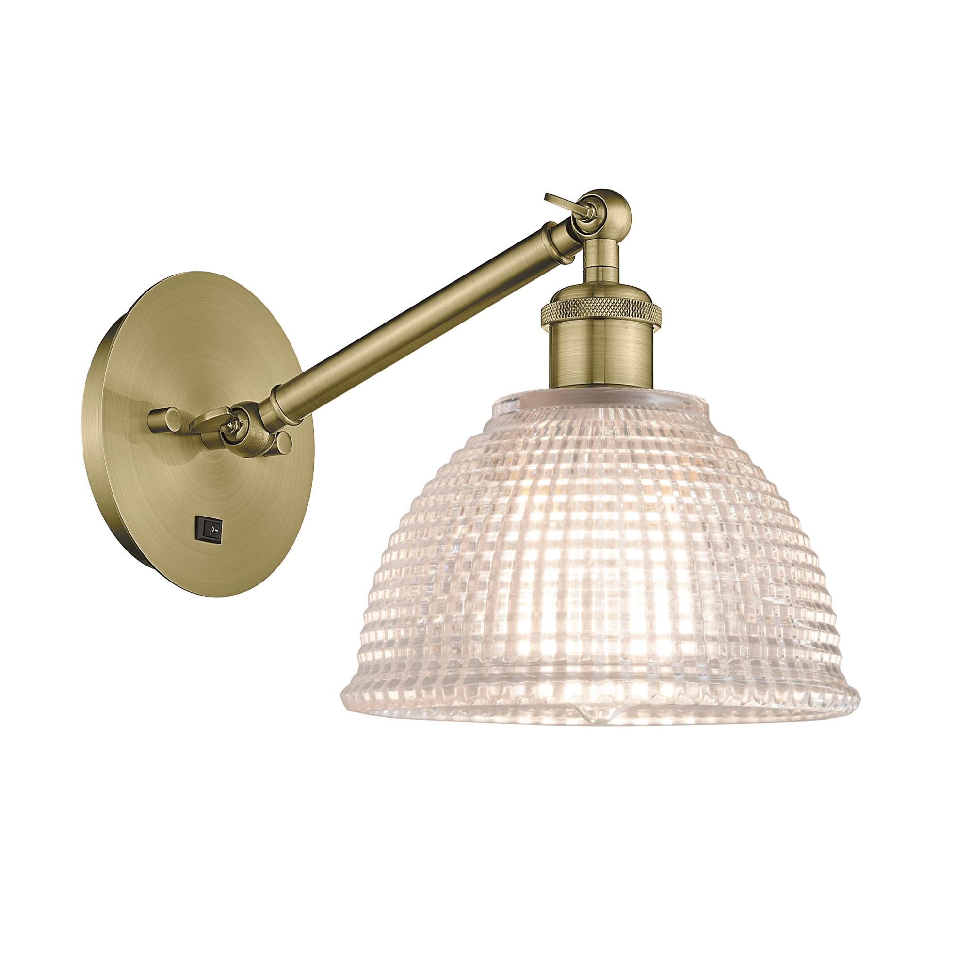 Shown in Antique Brass finish and Clear Arietta glass