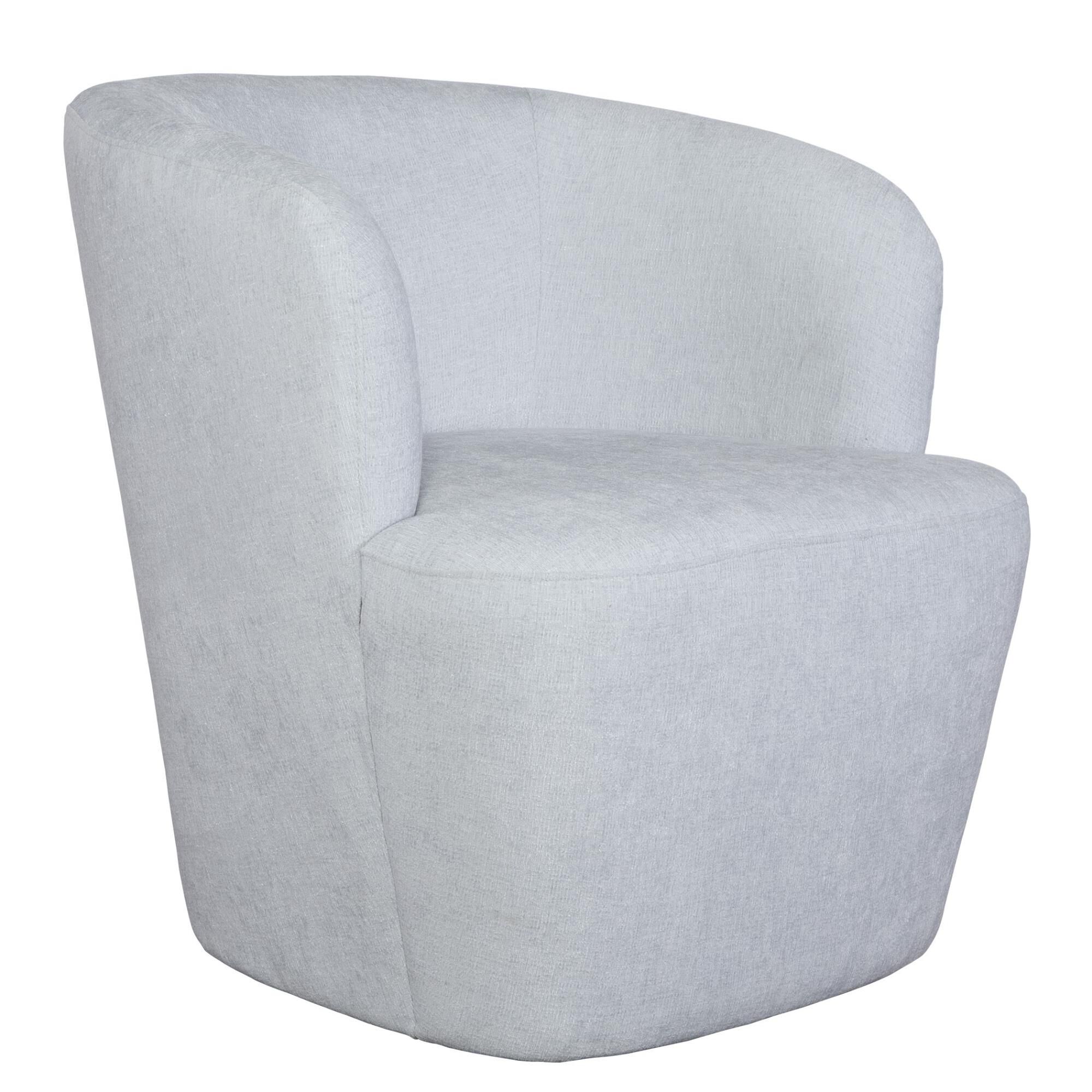 Shown in An Airy And Inviting Barrel Style Swivel Chair, Tailored In A Finely Textured, Cleanable Polyester W finish