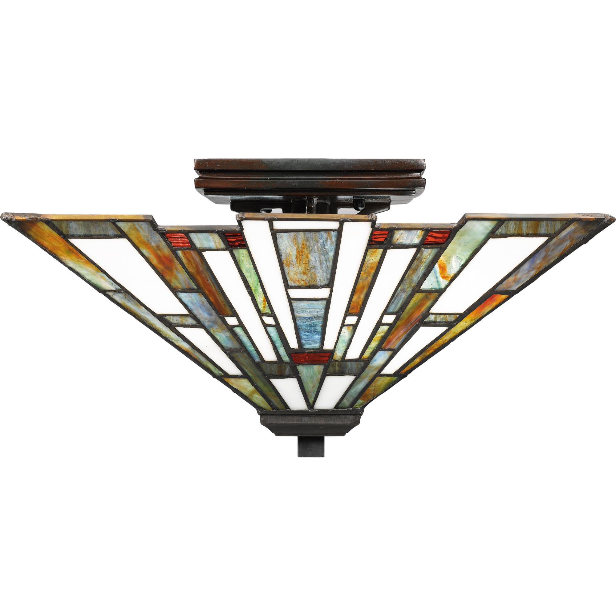 Shown in Valiant Bronze finish and Tiffany glass