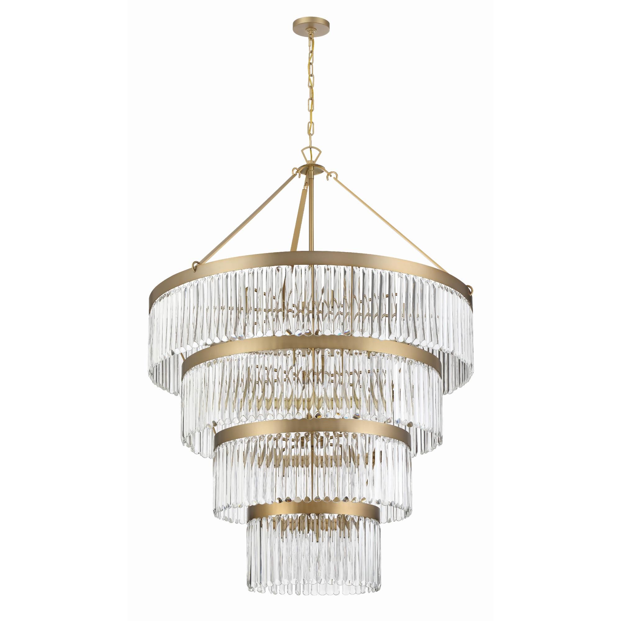 Shown in Modern Gold finish and Clear Glass crystal