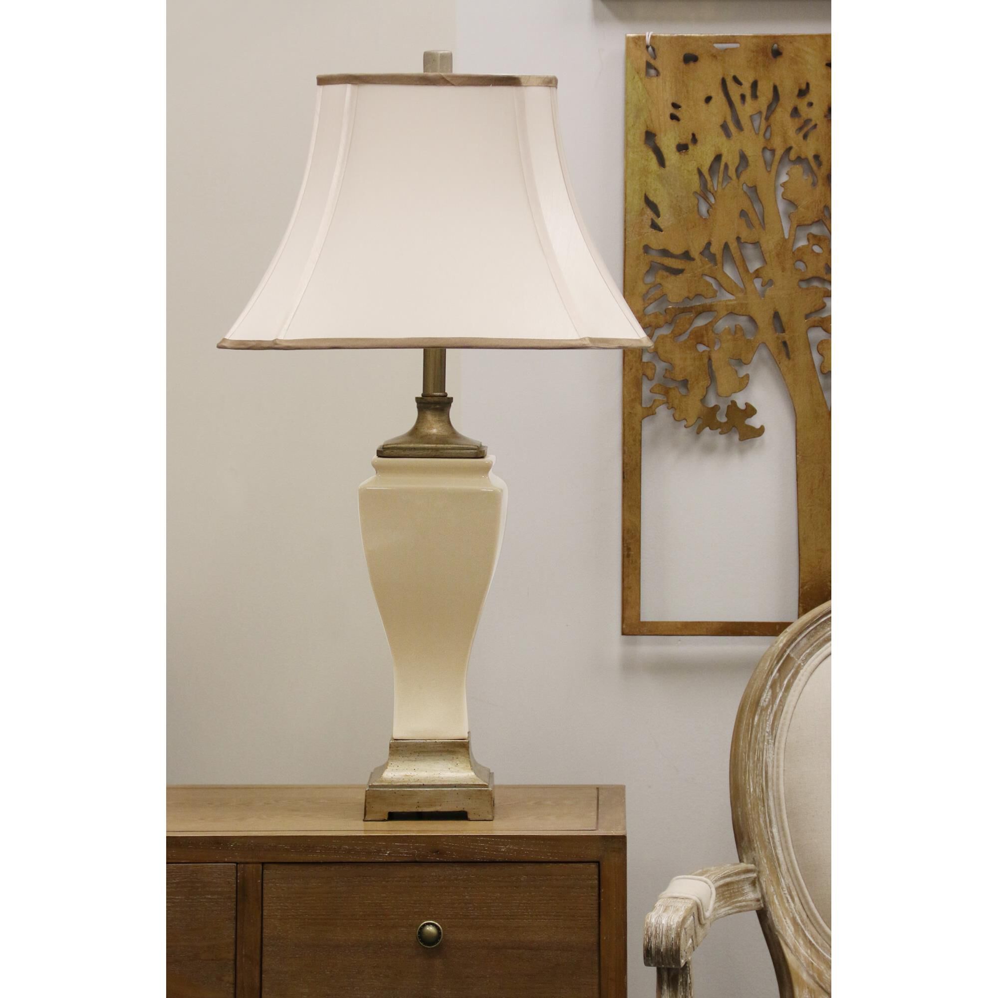 Shown in Cream Crackle finish and Off White/Cream Fabric shade