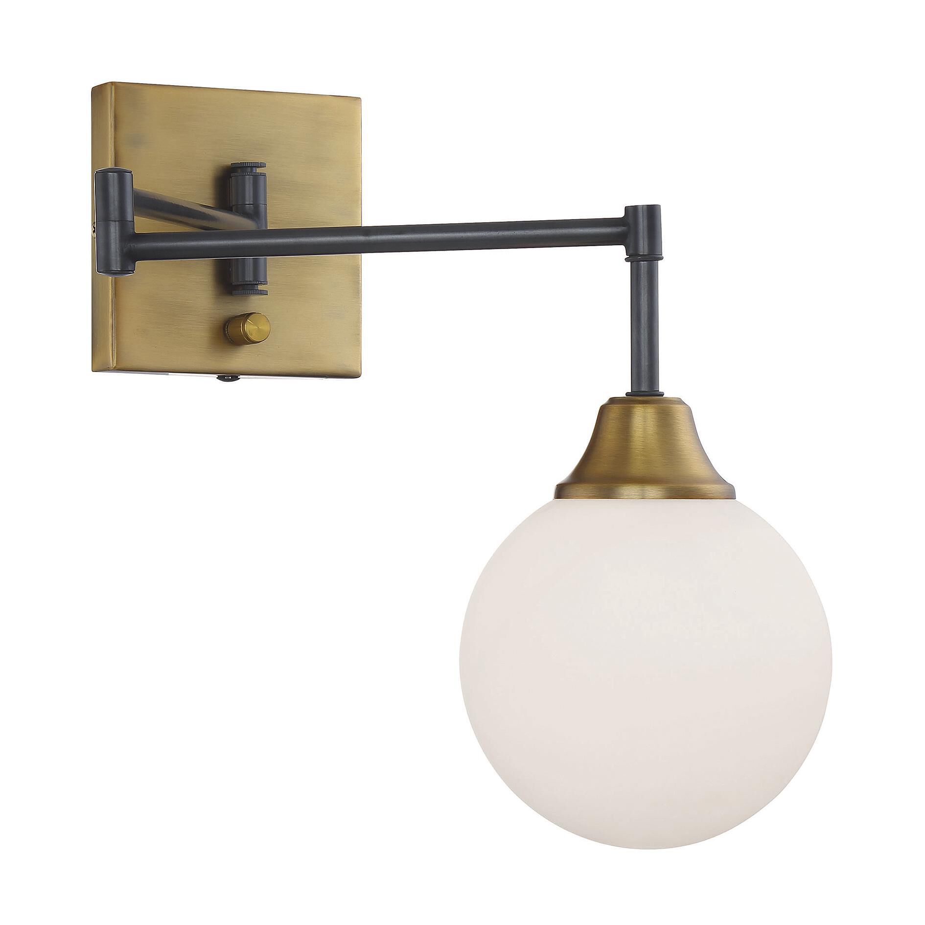 Shown in Oiled Rubbed Bronze With Natural Brass finish and White Opal glass