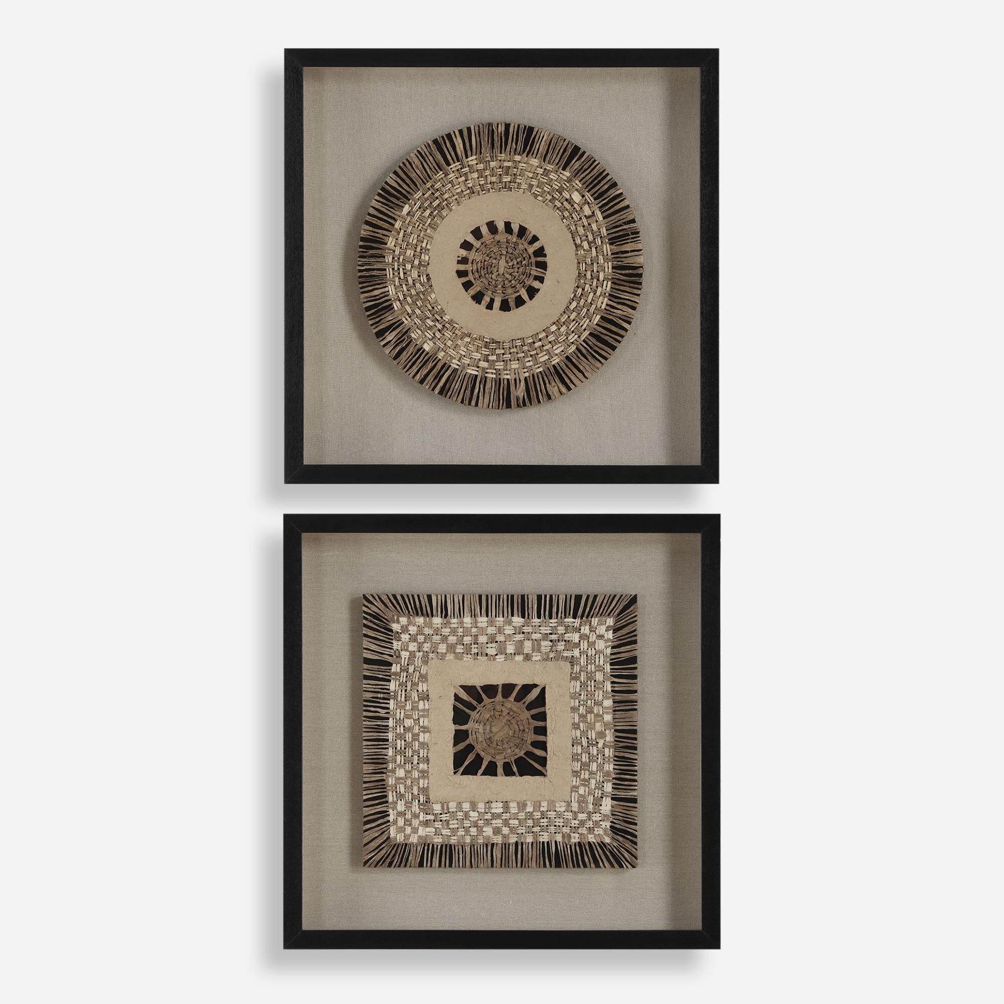 Shown in The Intertwine Shadow Boxes Are Woven Together Like An Heirloom Tapestry. Featuring Knit Paper Dyed  finish