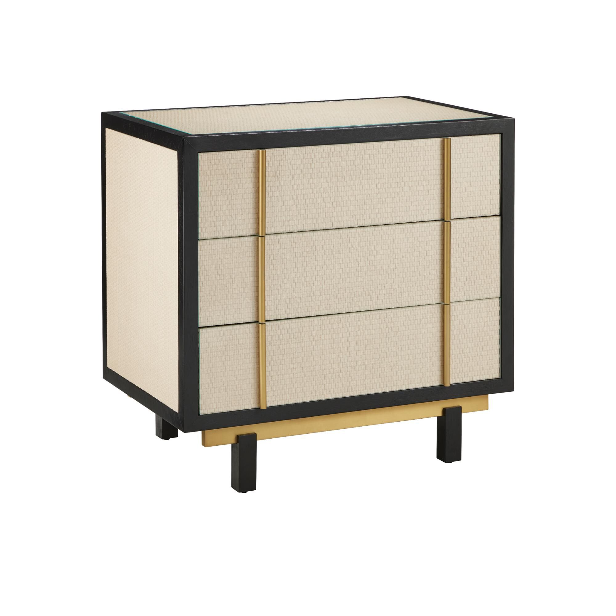 Shown in Ivory/Black/Brushed Brass/Natural/Dusty Blue/Clear finish