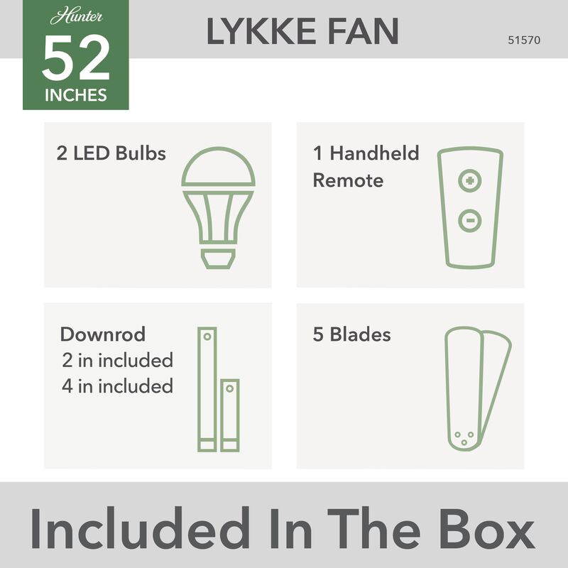 Lykke 52 Inch Ceiling Fan with Light Kit by Hunter Fan