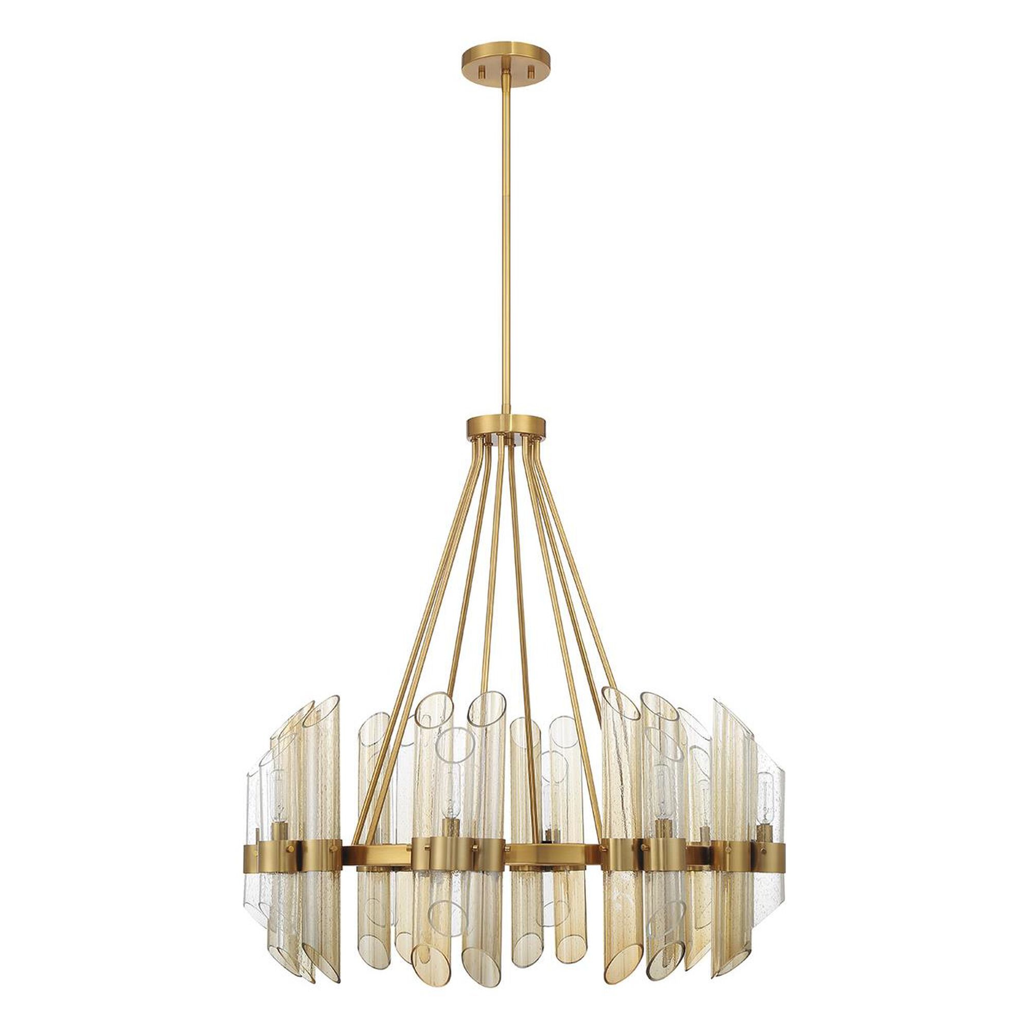 Shown in Warm Brass finish and Clear, Champagne And Smoked glass