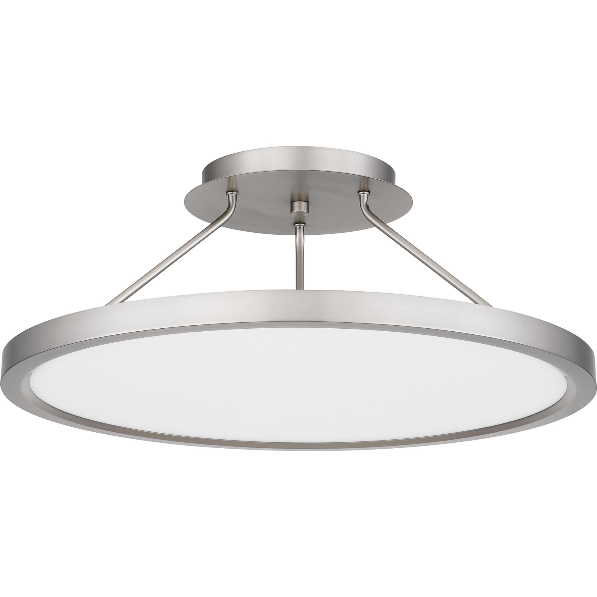 Shown in Brushed Nickel finish and White Acrylic shade