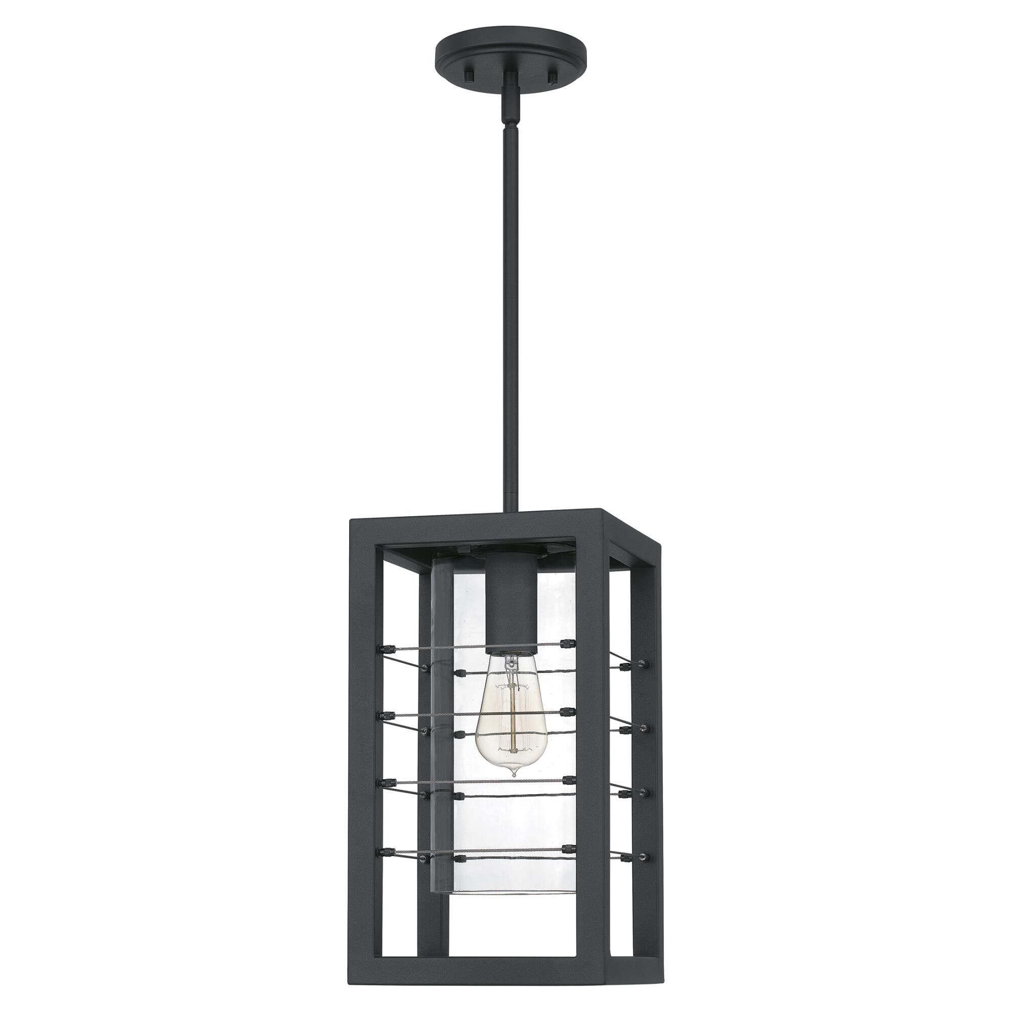 Shown in Earth Black finish and Clear Glass shade