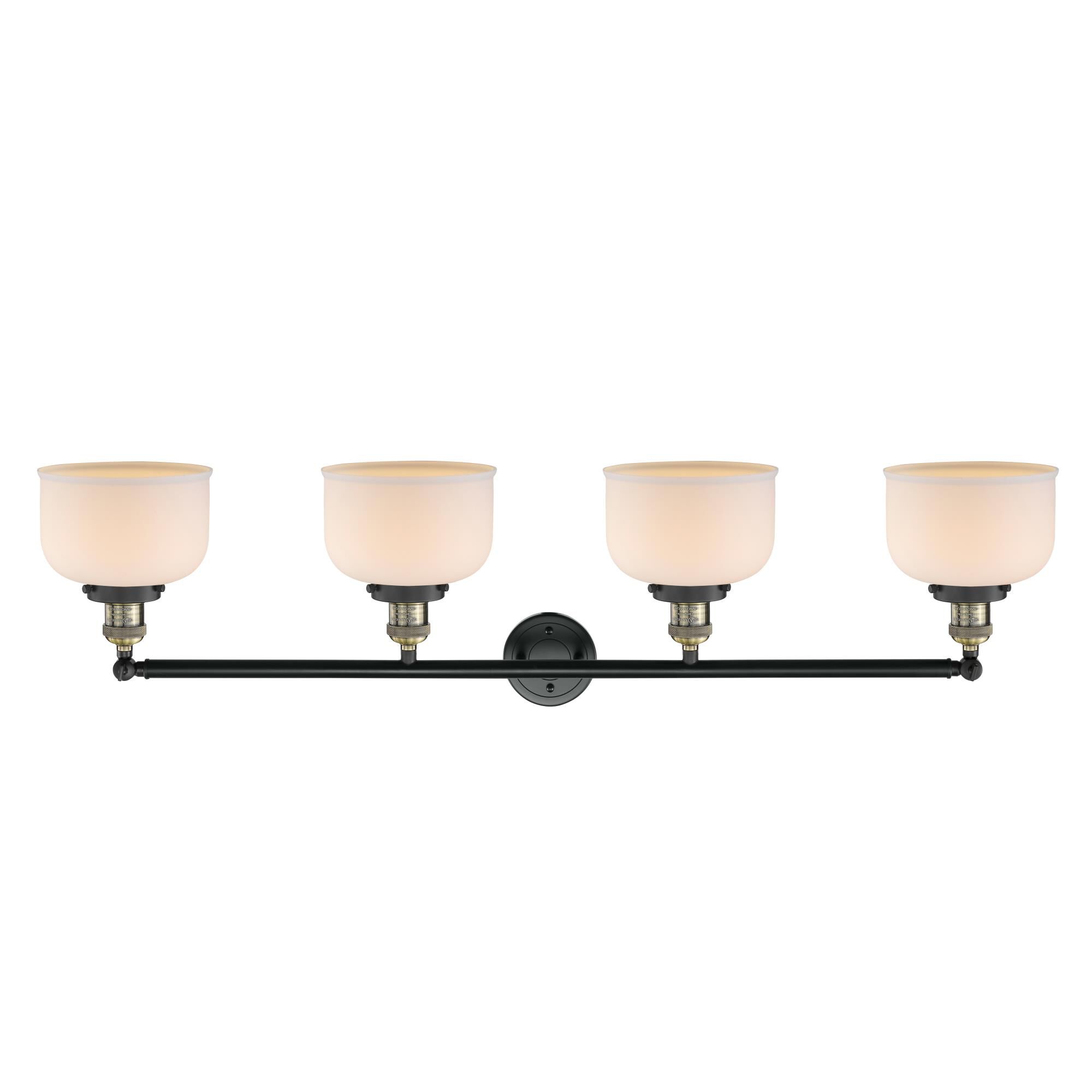 Shown in Black Antique Brass finish and Matte White Cased glass and Adjustable Swivels accent