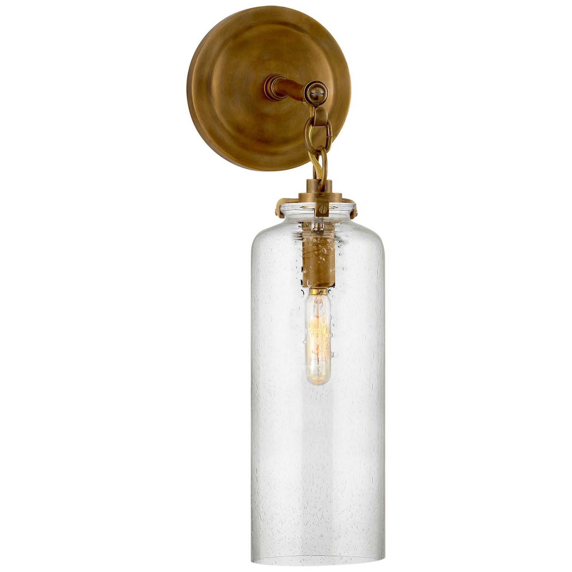 Shown in Hand-Rubbed Antique Brass finish and Seeded glass