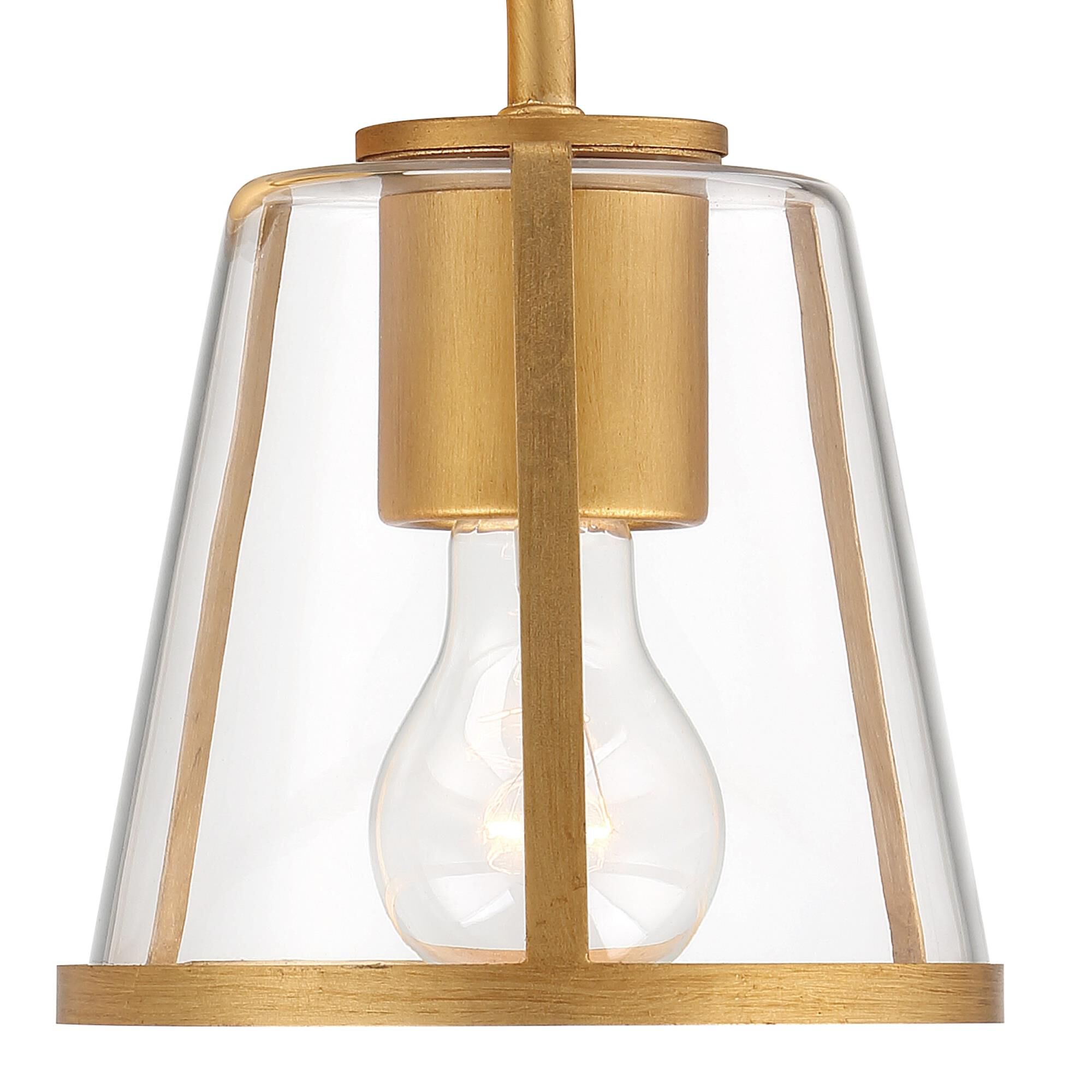 Shown in Antique Gold finish and Clear glass and Clear Glass shade