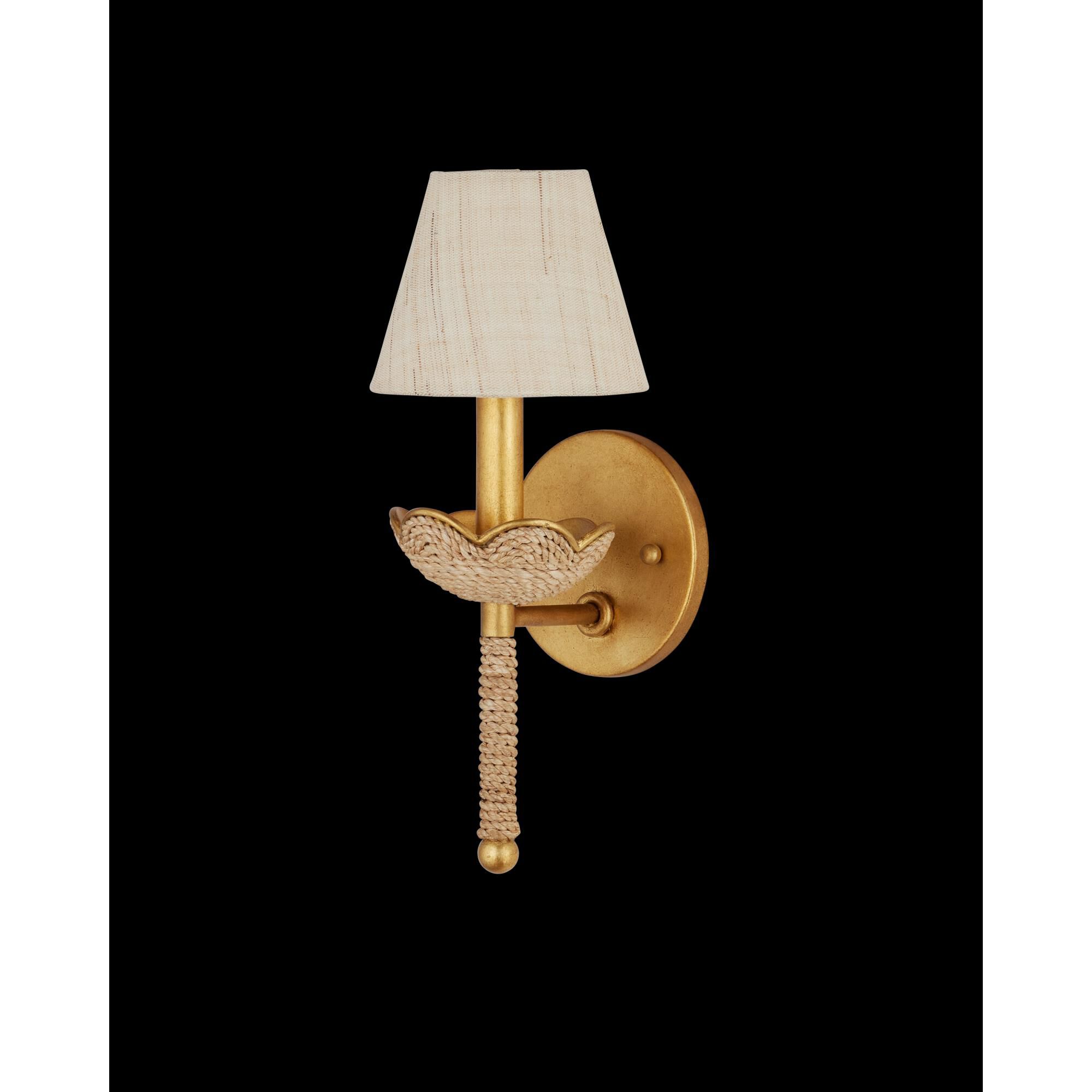 Shown in Natural and Contemporary Gold Leaf finish and Natural Linen shade