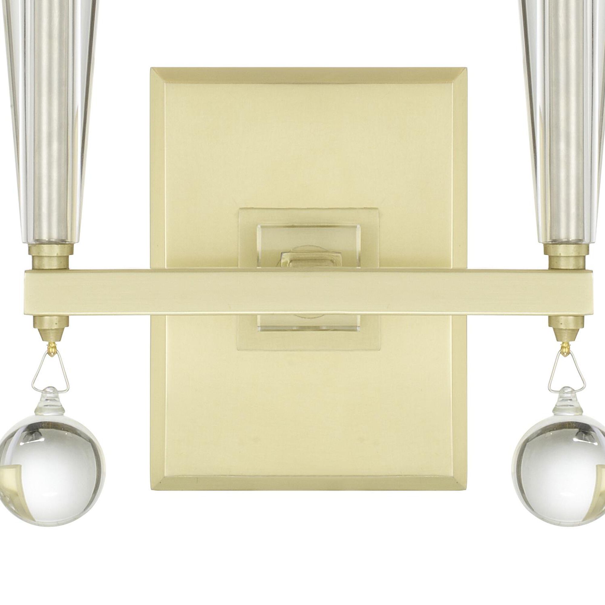 Shown in Antique Gold finish and Clear Glass Balls crystal and White Silk shade