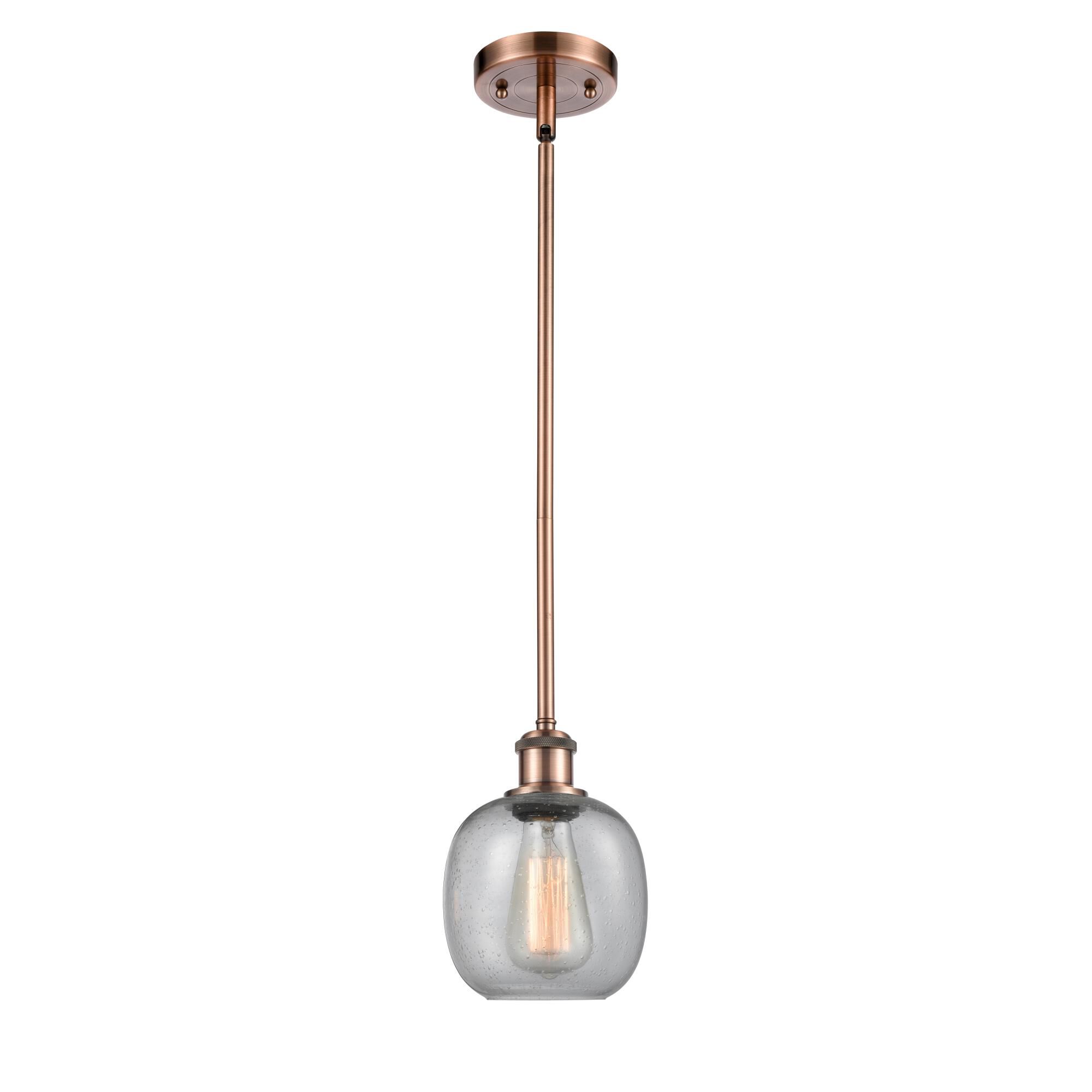 Shown in Antique Copper finish and Sphere glass and Glass shade